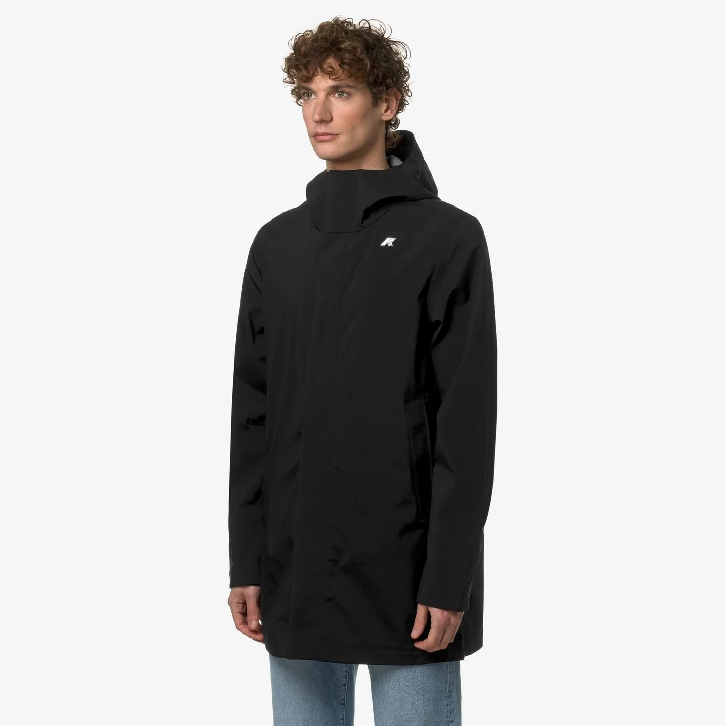 Giacca impermeabile da uomo a 3/4 grigio nero K5126SW USY K-WAY