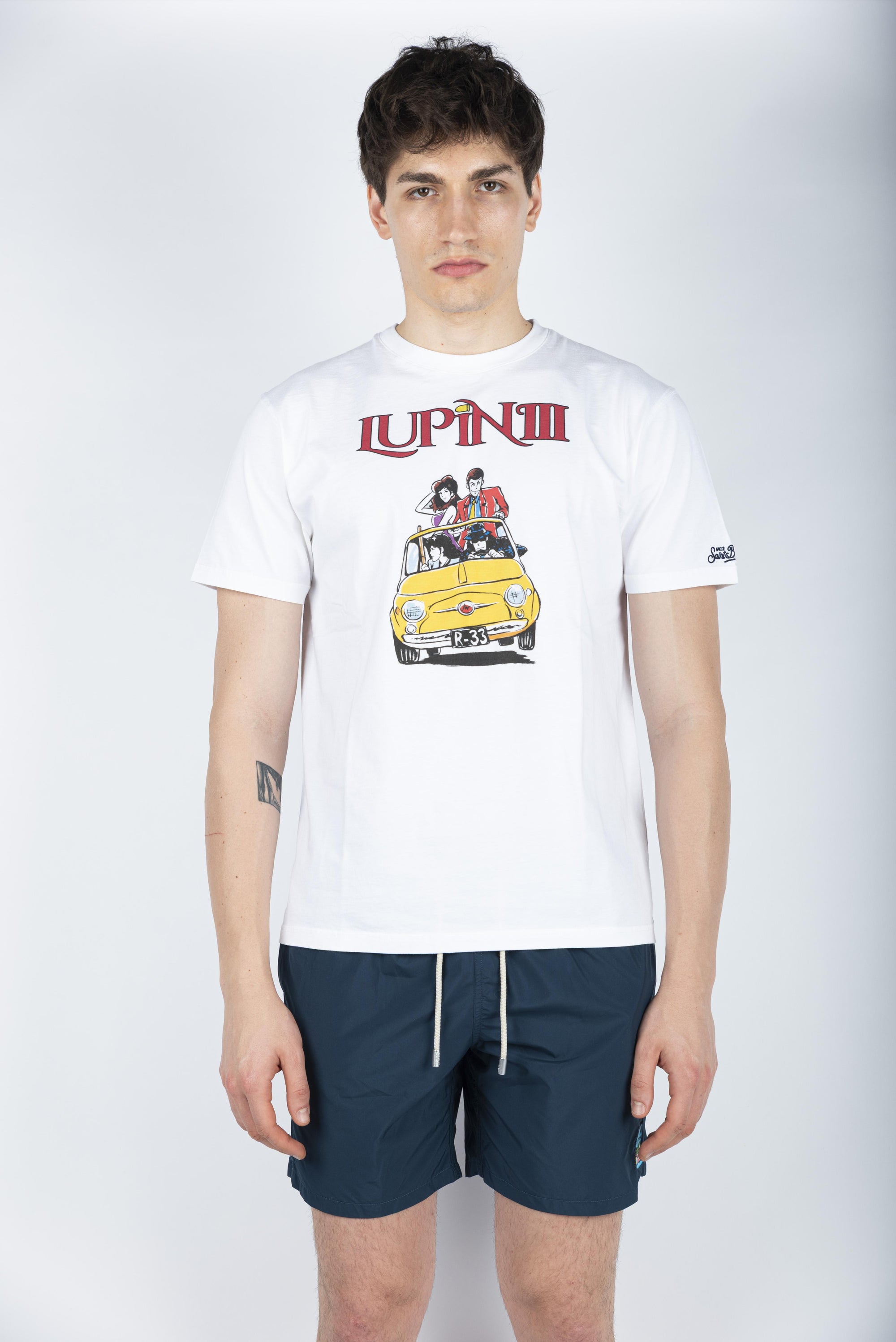 T-shirt in cotone con ricamo Lupin III bianco Special Edition TSHM001 05385H MC2 SAINT BARTH