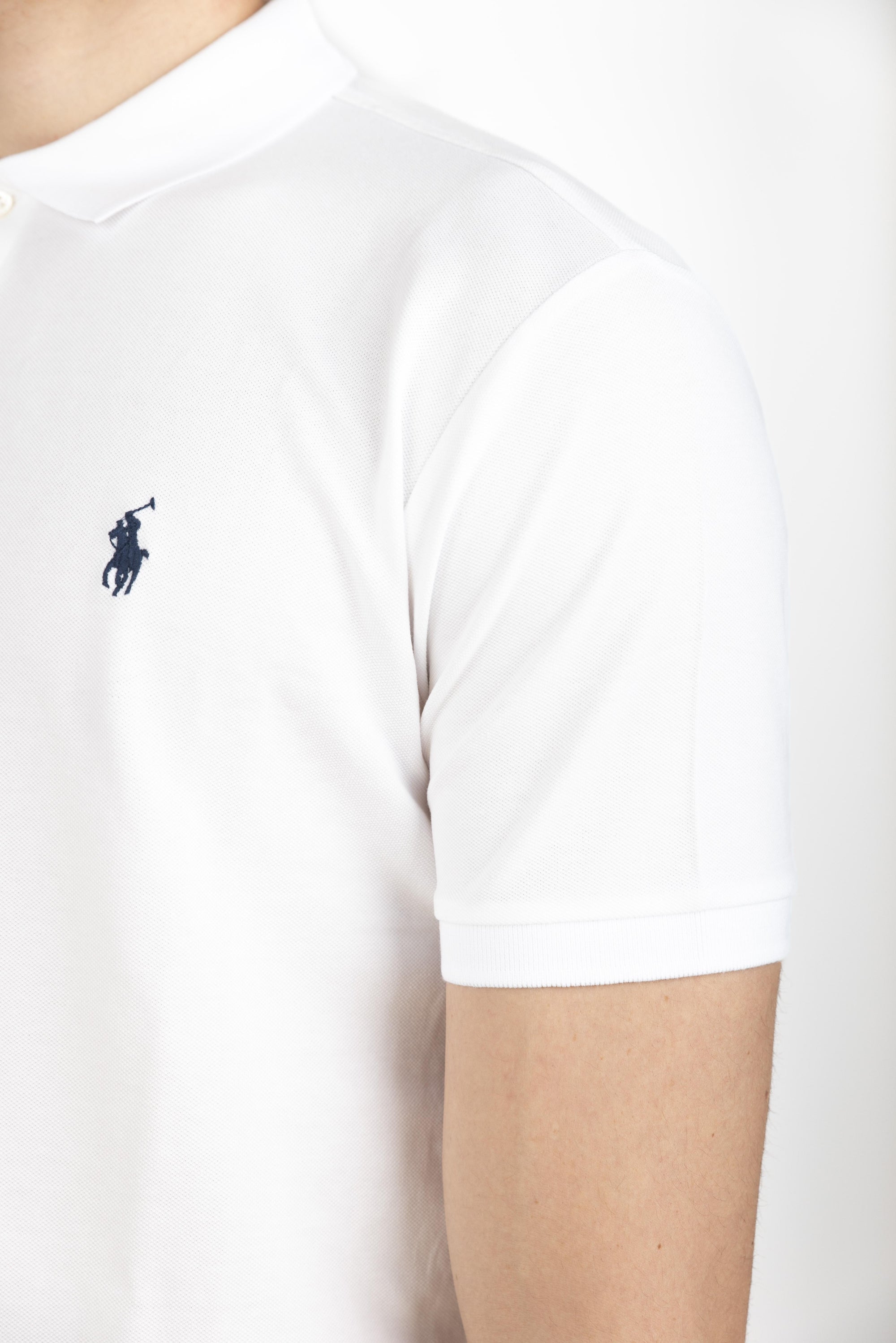 Polo bianca in piqué stretch Custom Slim Fit 710941439 002 POLO RALPH LAUREN