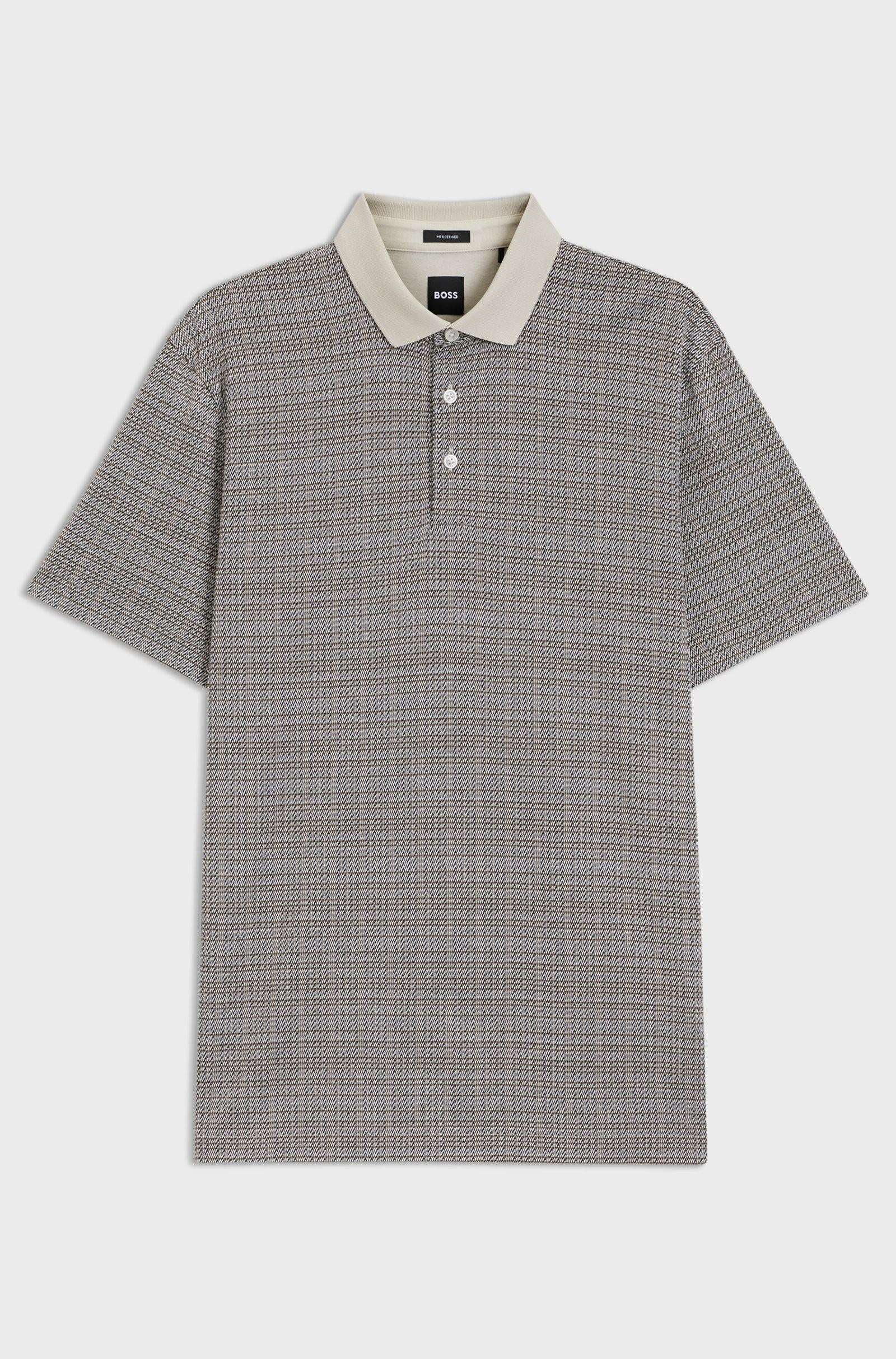 Polo in cotone mercerizzato con motivo a reticolo 50543402 131 BOSS