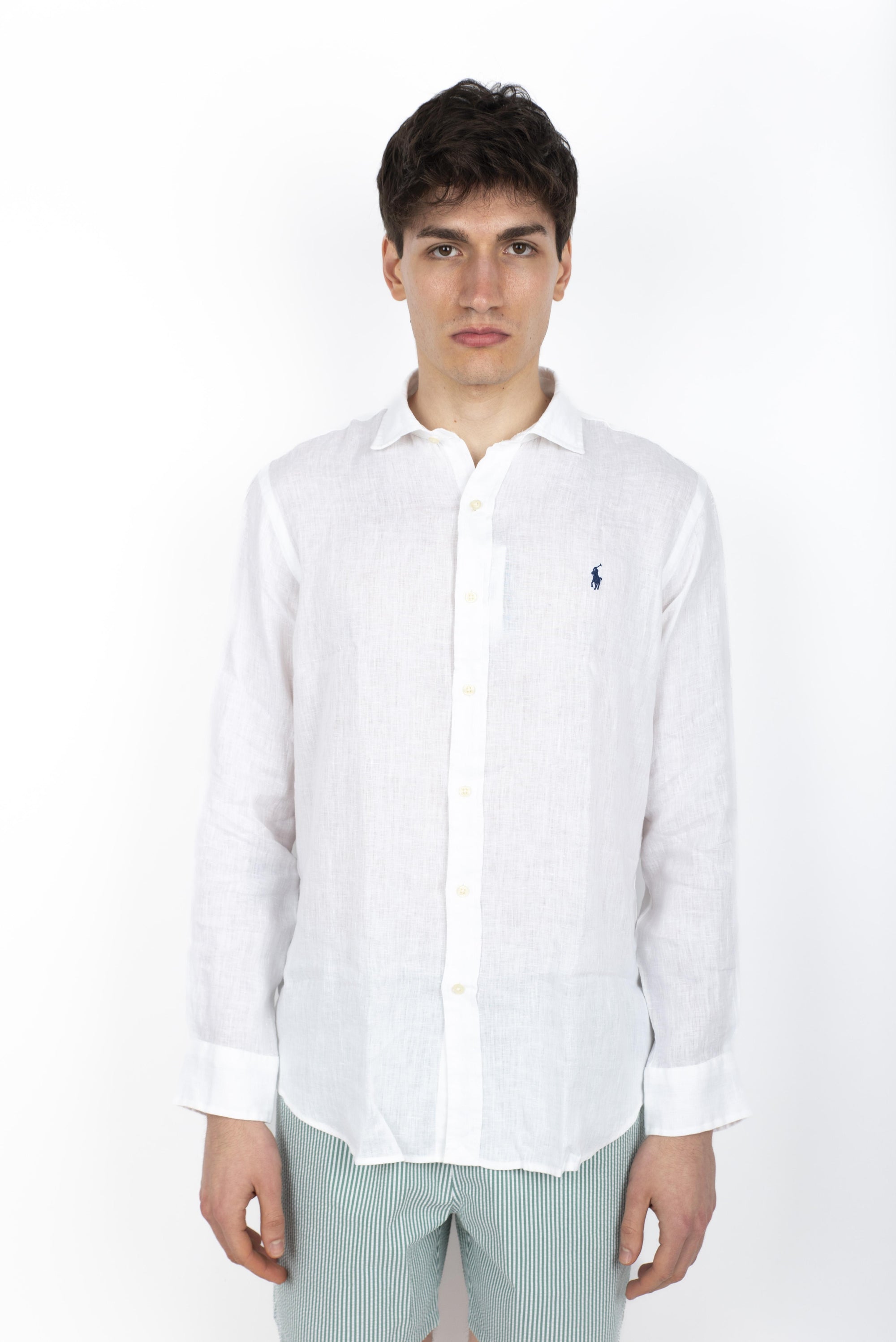 Camicia in lino Custom Fit bianco ceramica P 710974779 005 POLO RALPH LAUREN