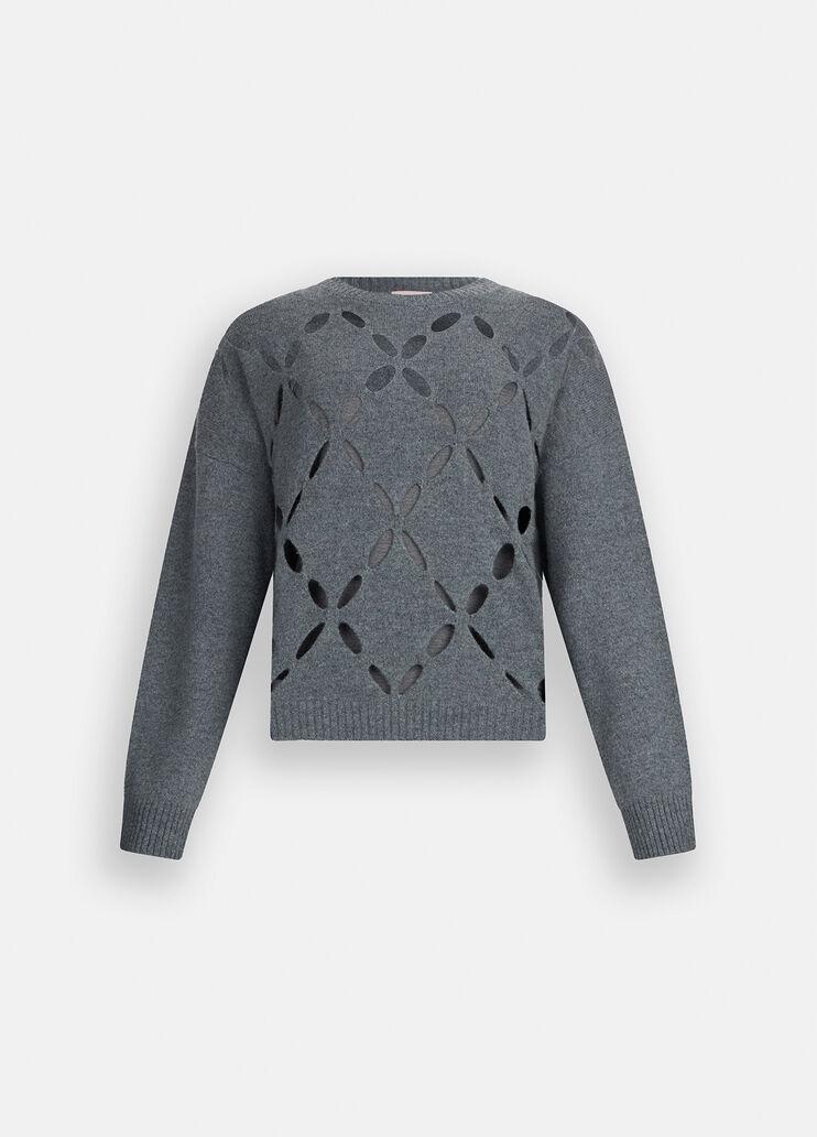 Maglia 100% lana con cut-out MF5039MS009 02050 LIU JO WHITE2