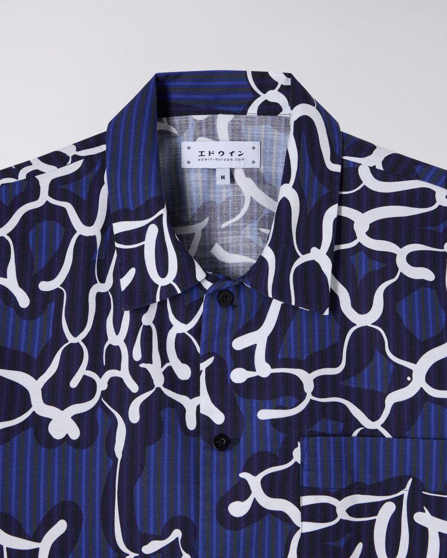 Yugami Stripes Shirt SS viola I034974 0867 EDWIN