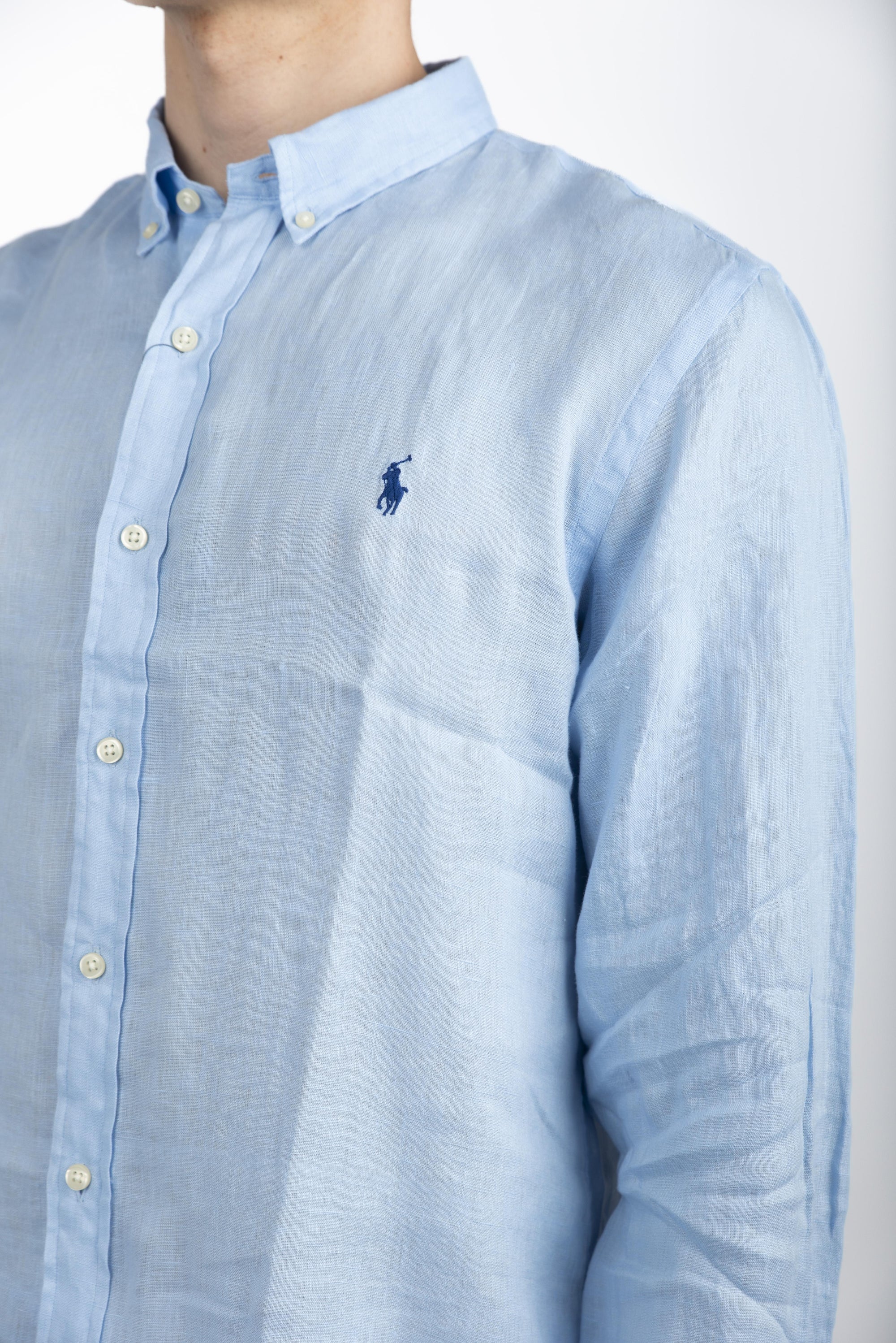 Camicia in lino Slim Fit blu ufficio 710968915 008 POLO RALPH LAUREN