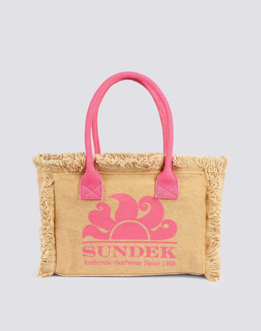 Tote bag con effetto stone washed rosa AW909ABCA600 A7201 SUNDEK