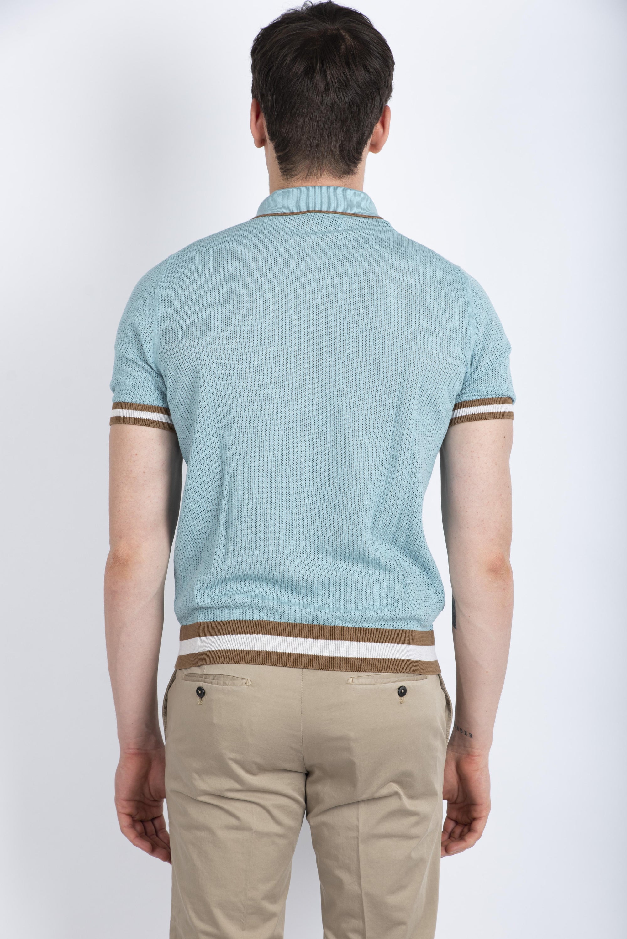 Camicia in maglia punto traforato celeste 57180/20612 430 GRAN SASSO