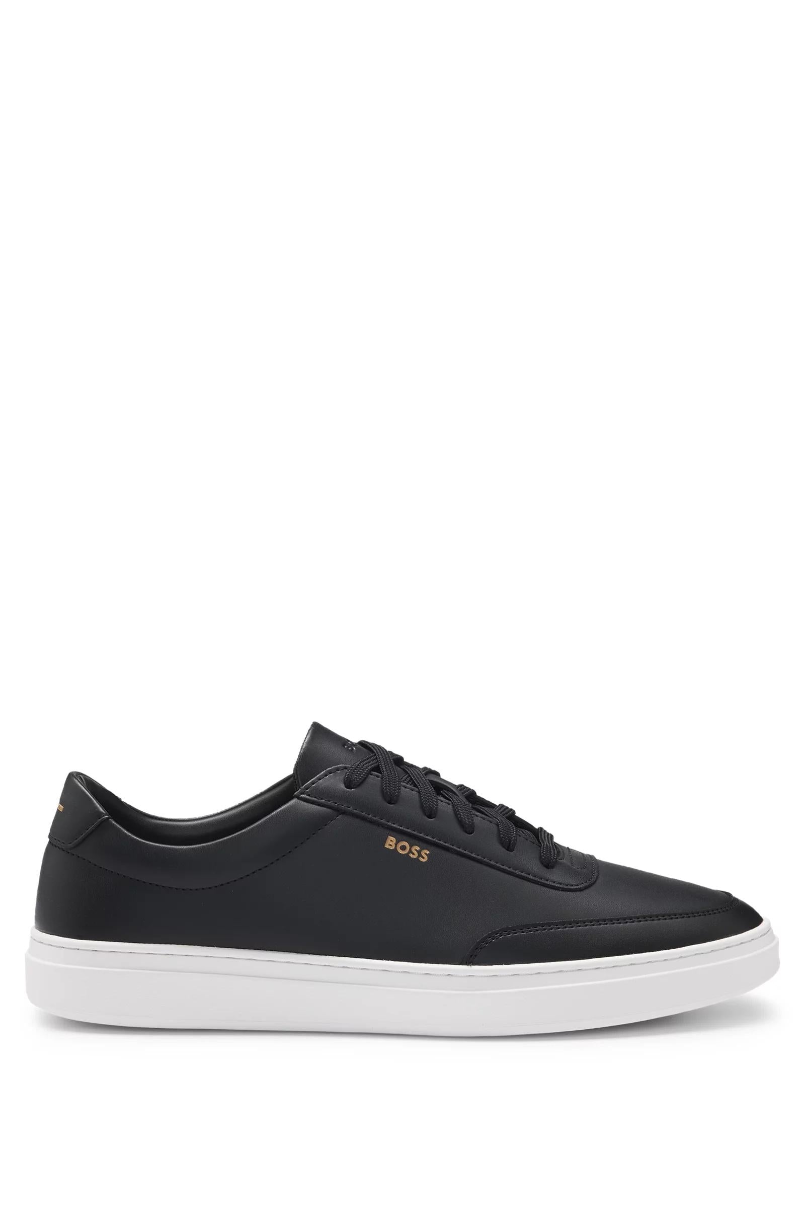 Sneakers in pelle rivestita con logo color oro 50536504 001 BOSS SHOES