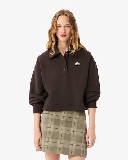 Felpa oversize in tessuto felpato con collo a polo SF5275 SKB LACOSTE