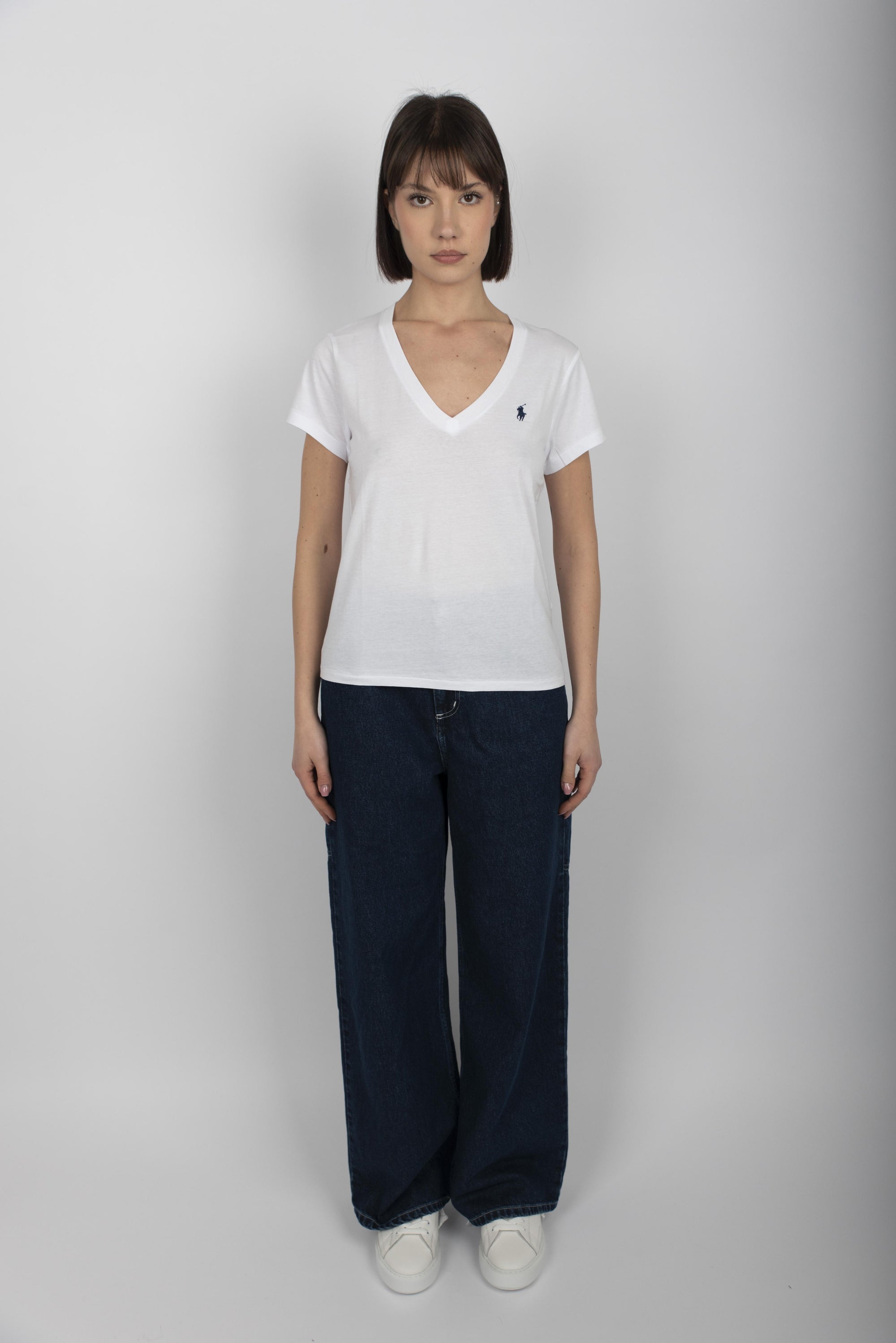Maglietta in jersey con scollo a V bianco 211902403 001 POLO RALPH LAUREN