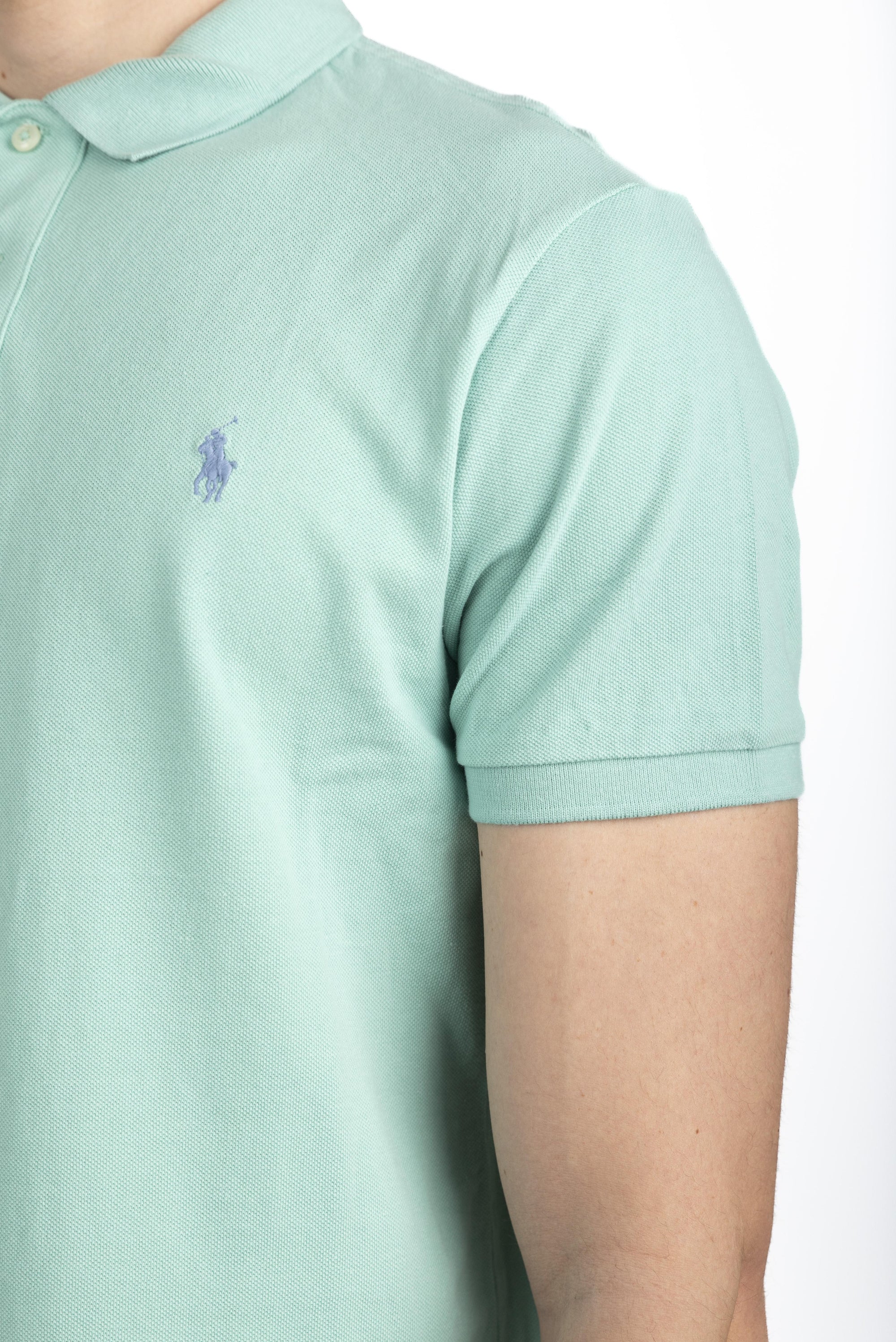 Polo celadon in piqué Slim Fit 710680784 422 POLO RALPH LAUREN
