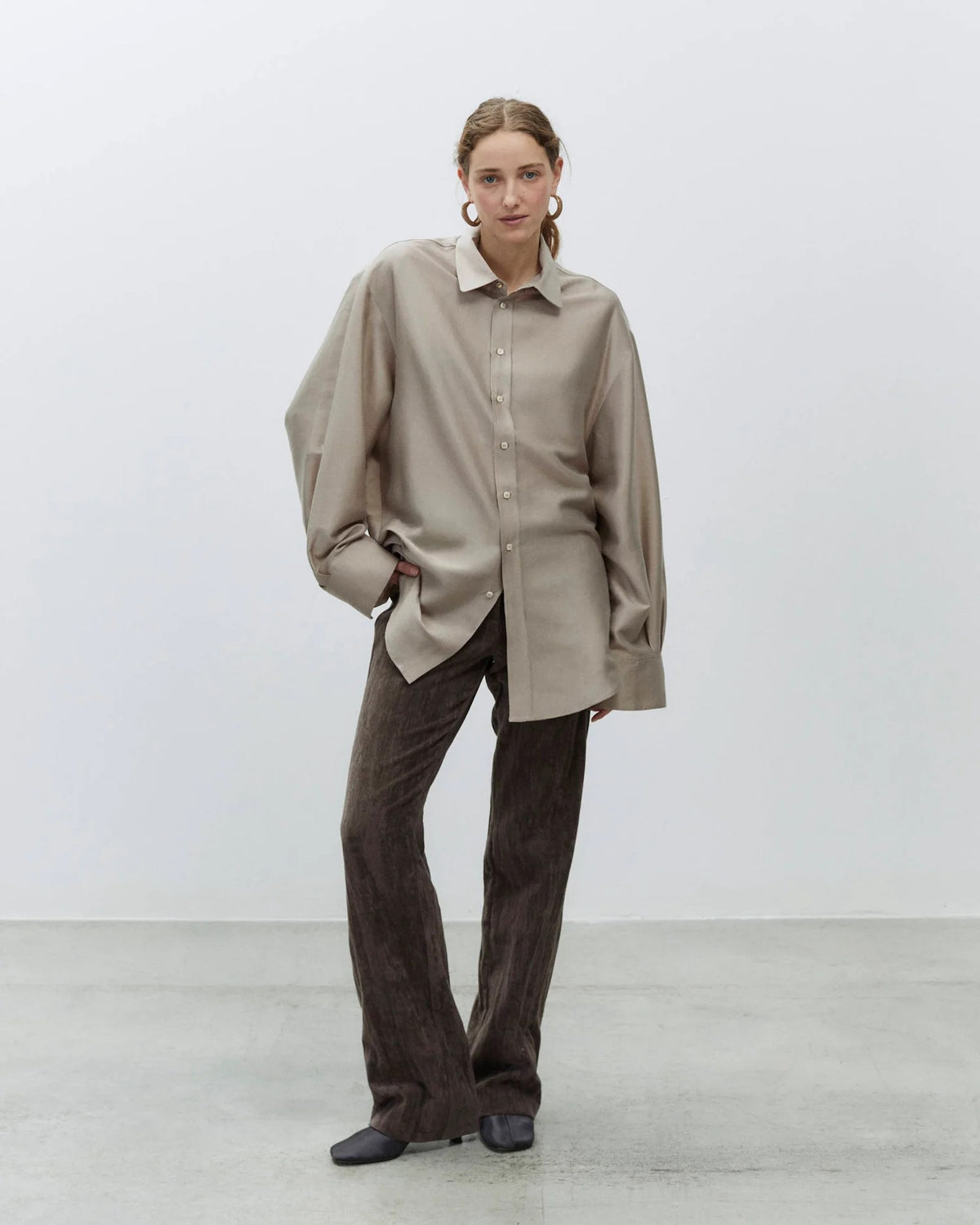 Camicia seta oversize 165242 MD ALYSI CHOCOLAT 