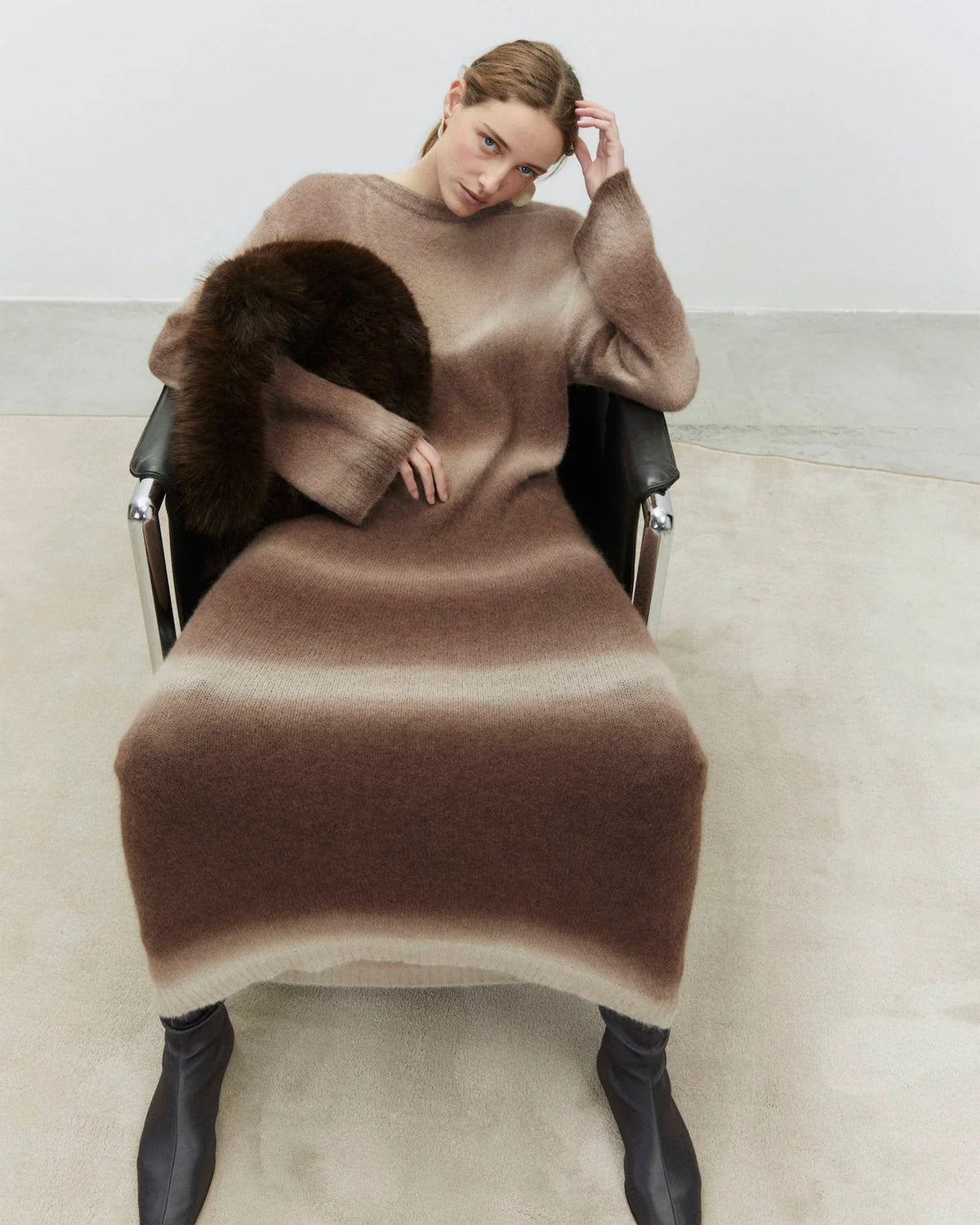 Abito lungo soft alpaca 265313 SFM ALYSI CHOCOLAT 