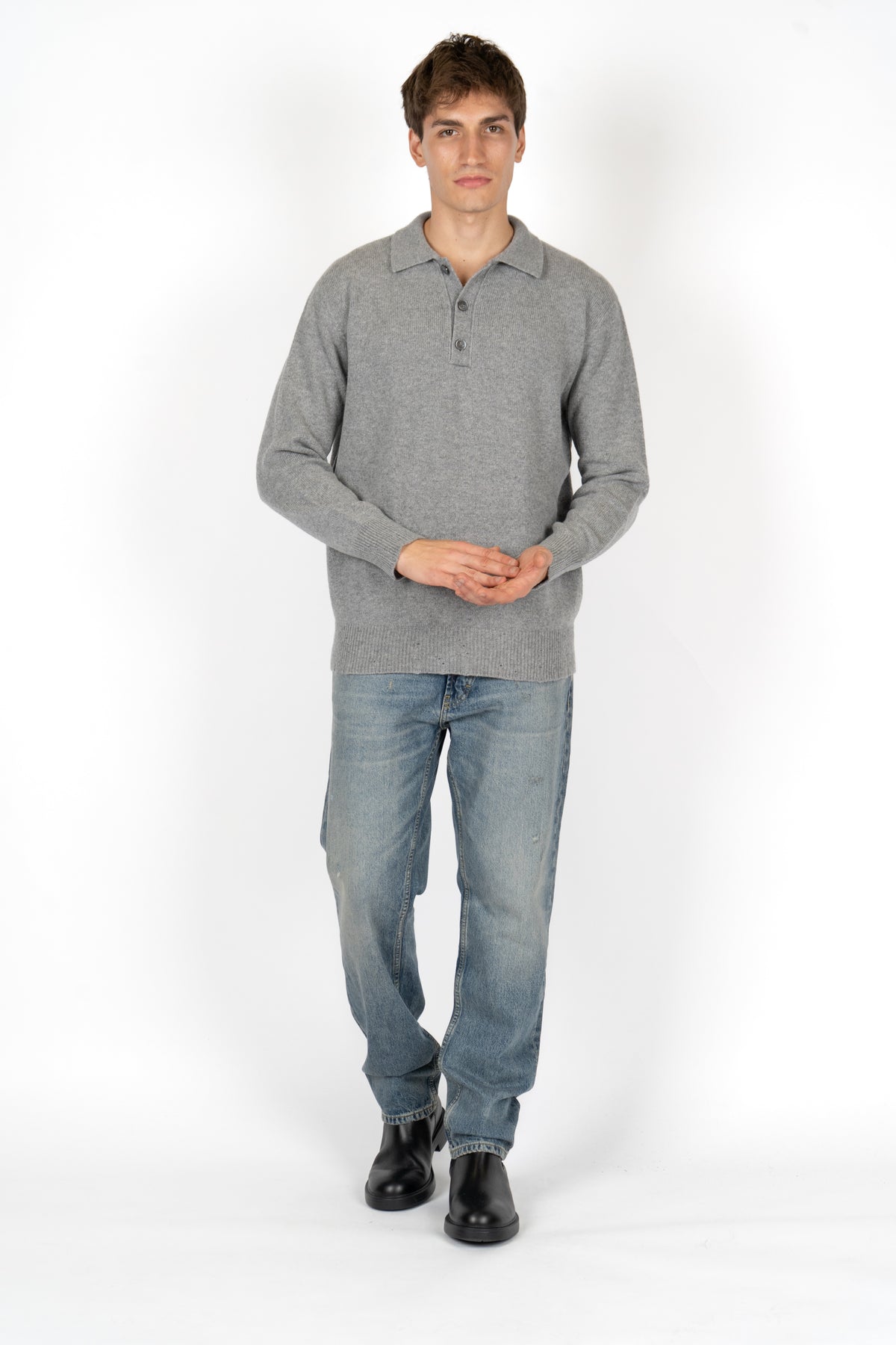 Maglione con colletto e bottoni B9F0032 FU93M AMARANTO 