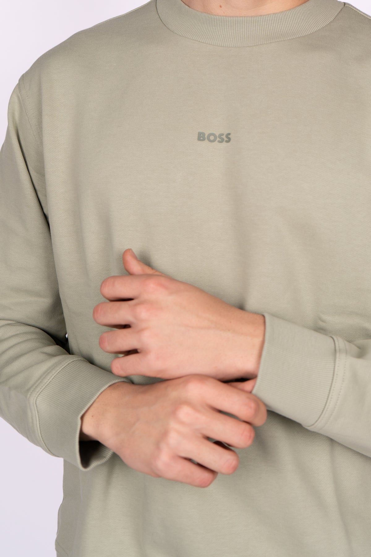 Felpa relaxed fit in terry di cotone con logo a contrasto 50514541 370 BOSS 