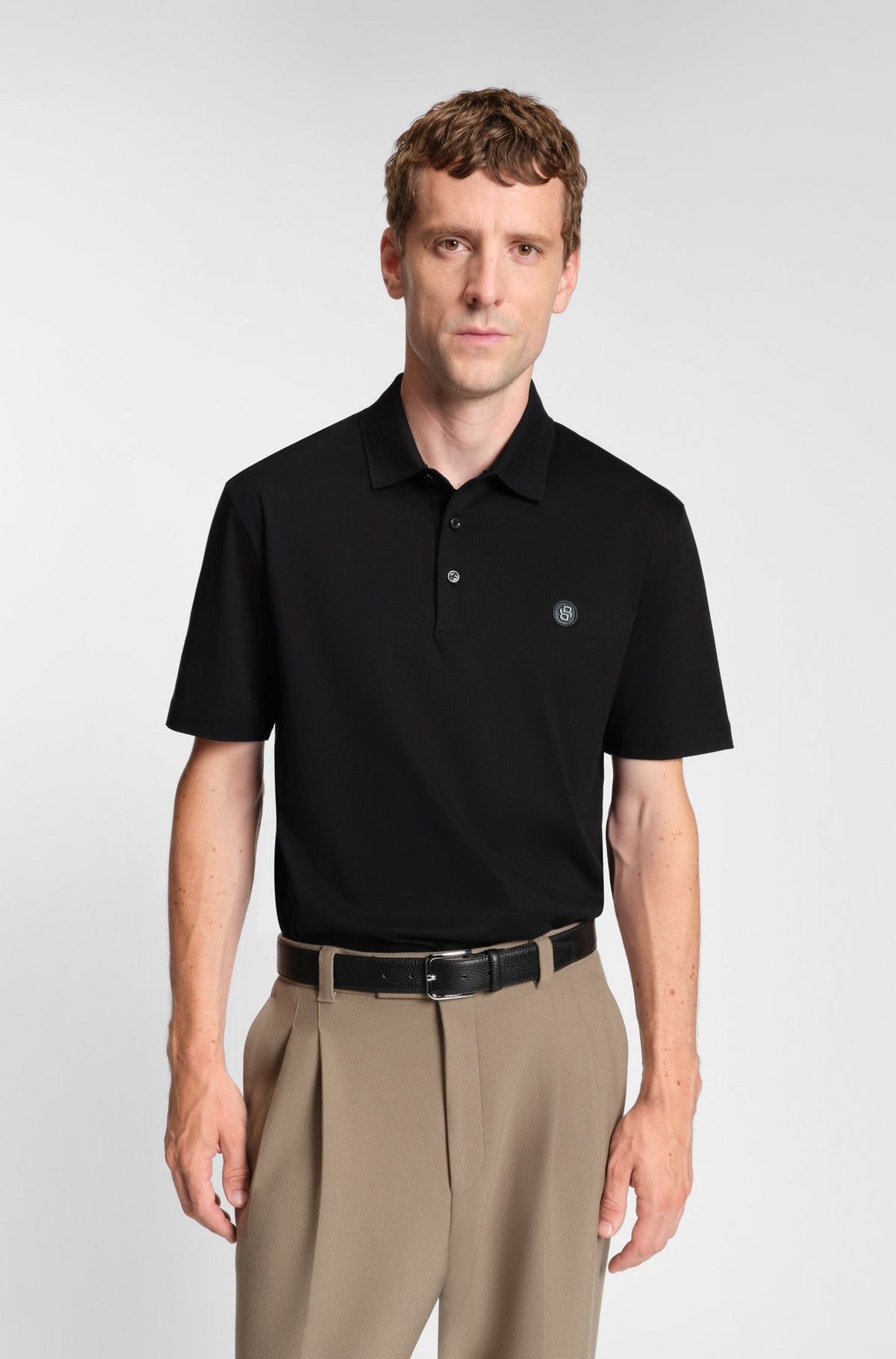 Polo in cotone mercerizzato con doppio monogramma 50520297 001 BOSS 