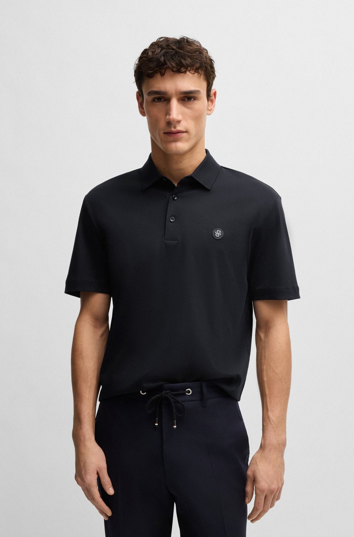 Polo in cotone mercerizzato con doppio monogramma 50520297 404 BOSS 