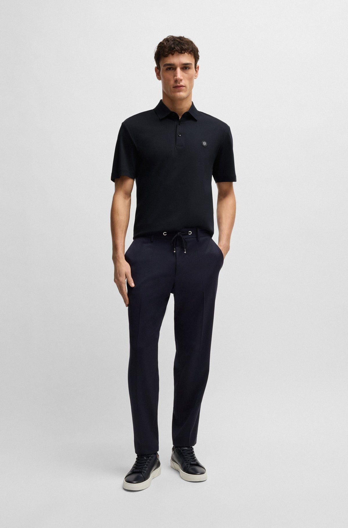 Polo in cotone mercerizzato con doppio monogramma 50520297 404 BOSS 