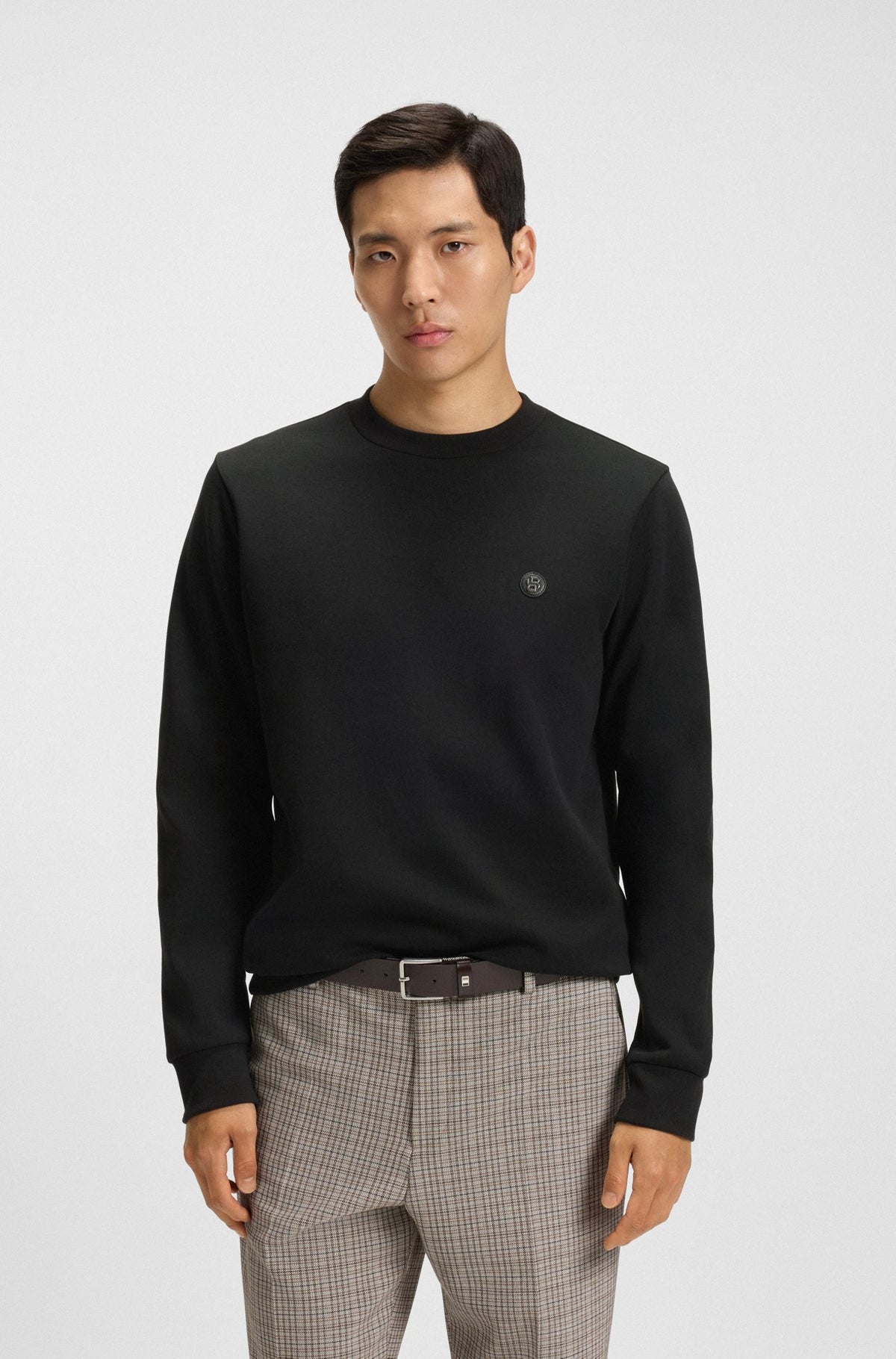 Felpa in misto cotone con monogramma Double B 50520302 001 BOSS 