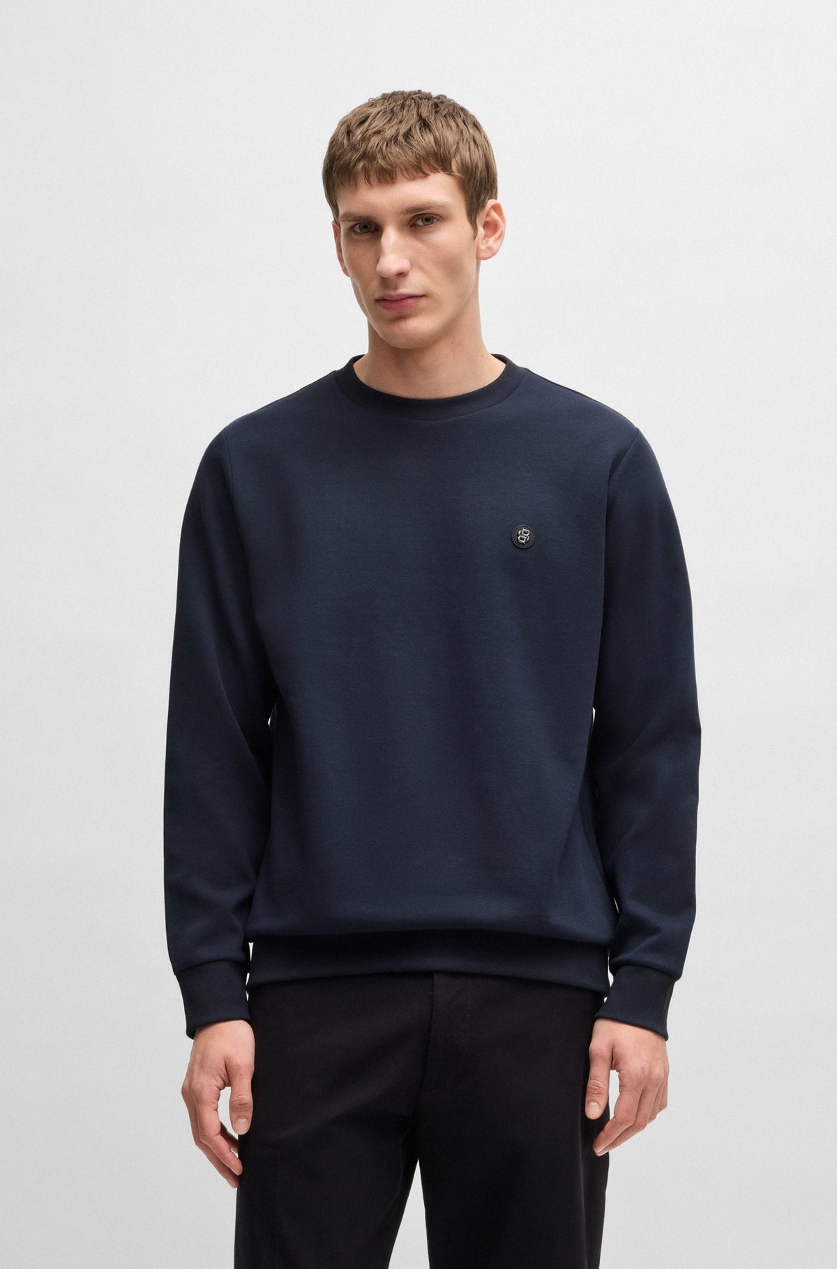 Felpa in misto cotone con monogramma Double B 50520302 404 BOSS 