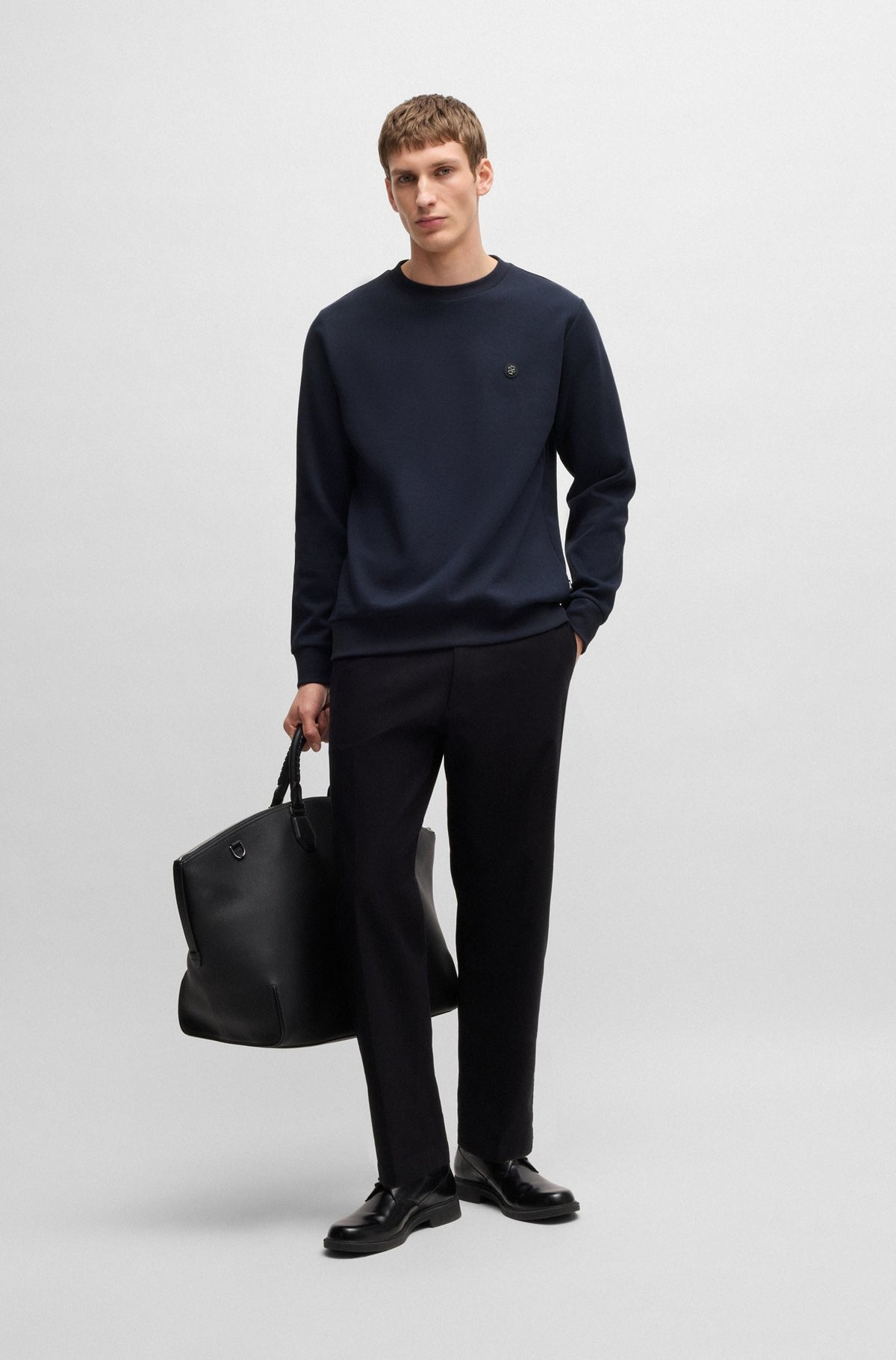 Felpa in misto cotone con monogramma Double B 50520302 404 BOSS 