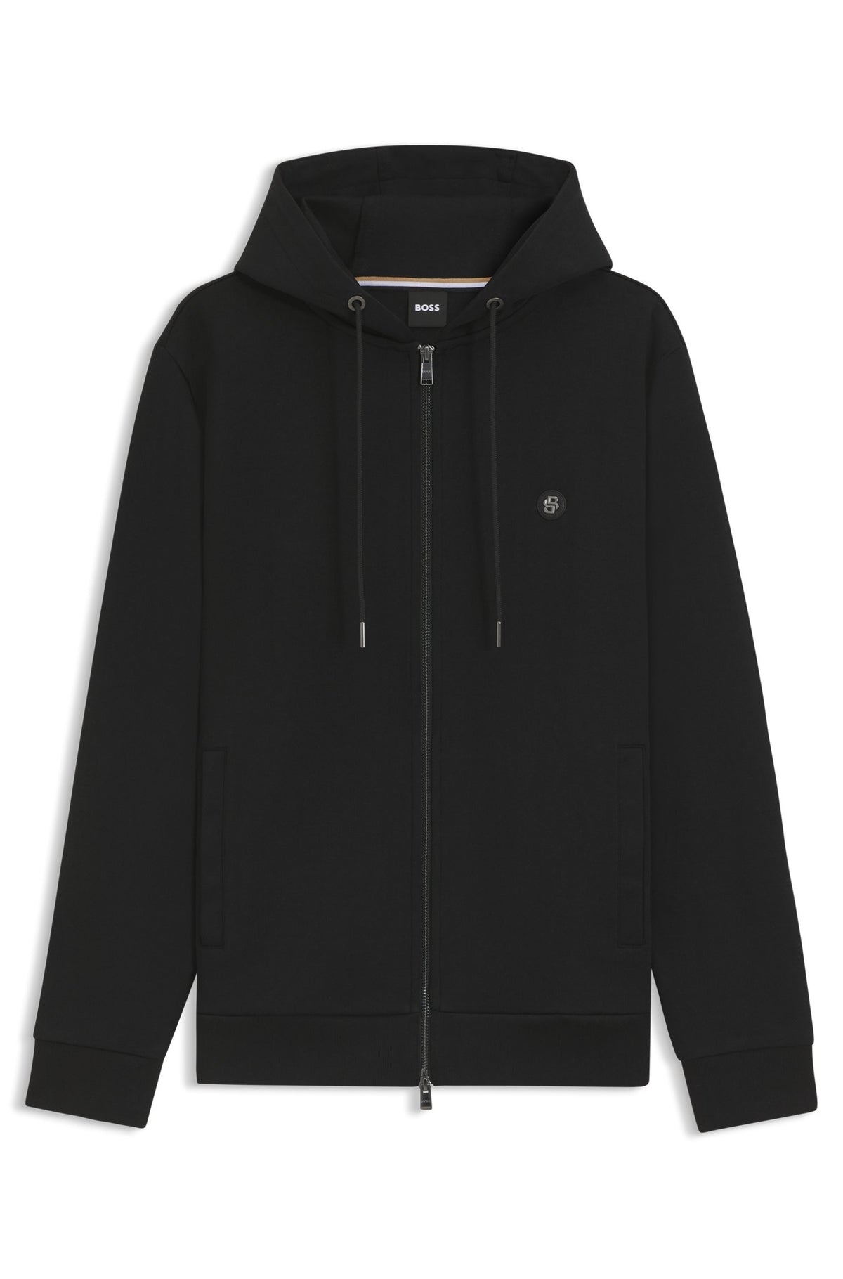 Felpa con cappuccio e zip in misto cotone con monogramma Double B 50520303 001 BOSS 