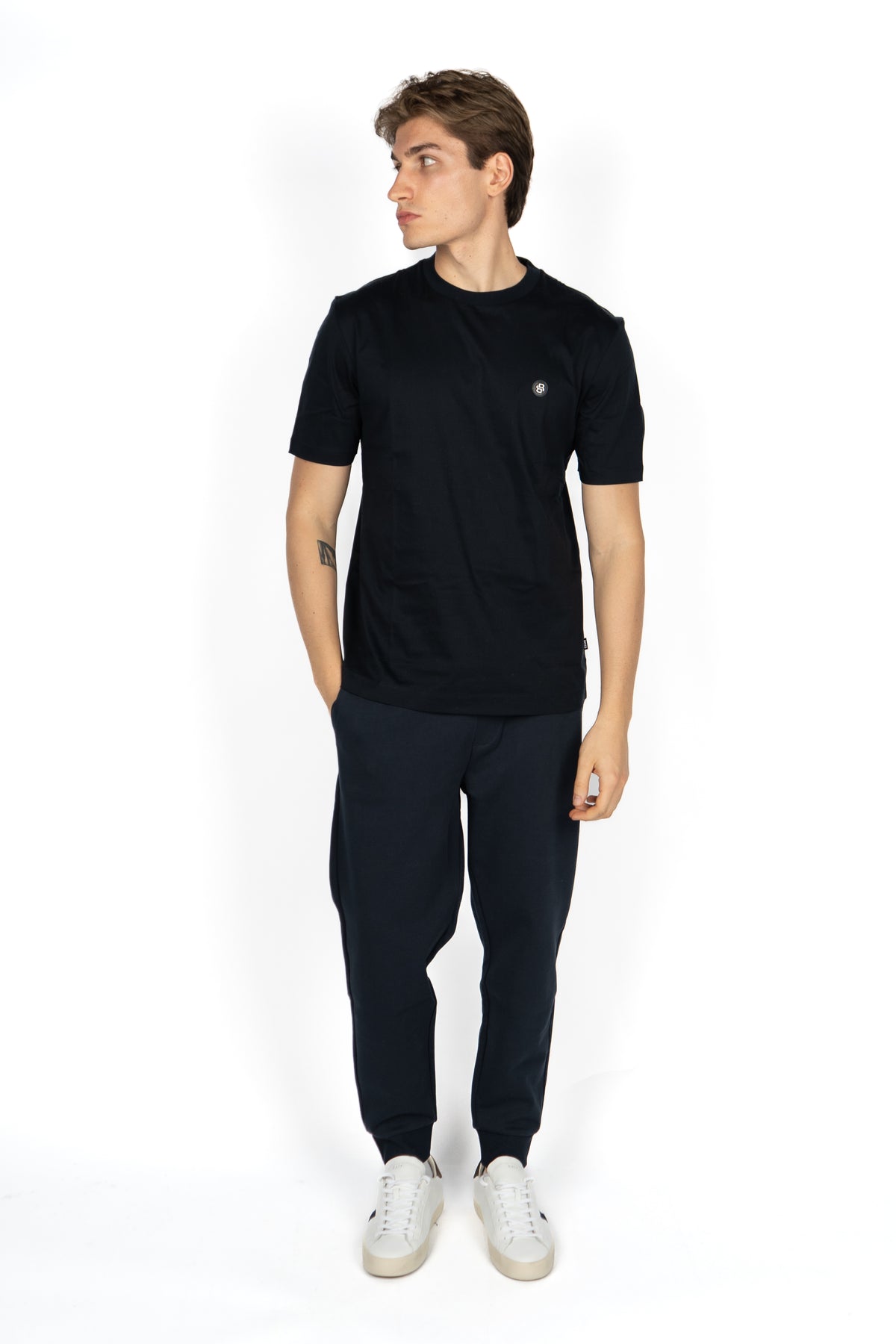 Pantalone sportivo in misto cotone con patch logo frontale 50520322 404 BOSS 