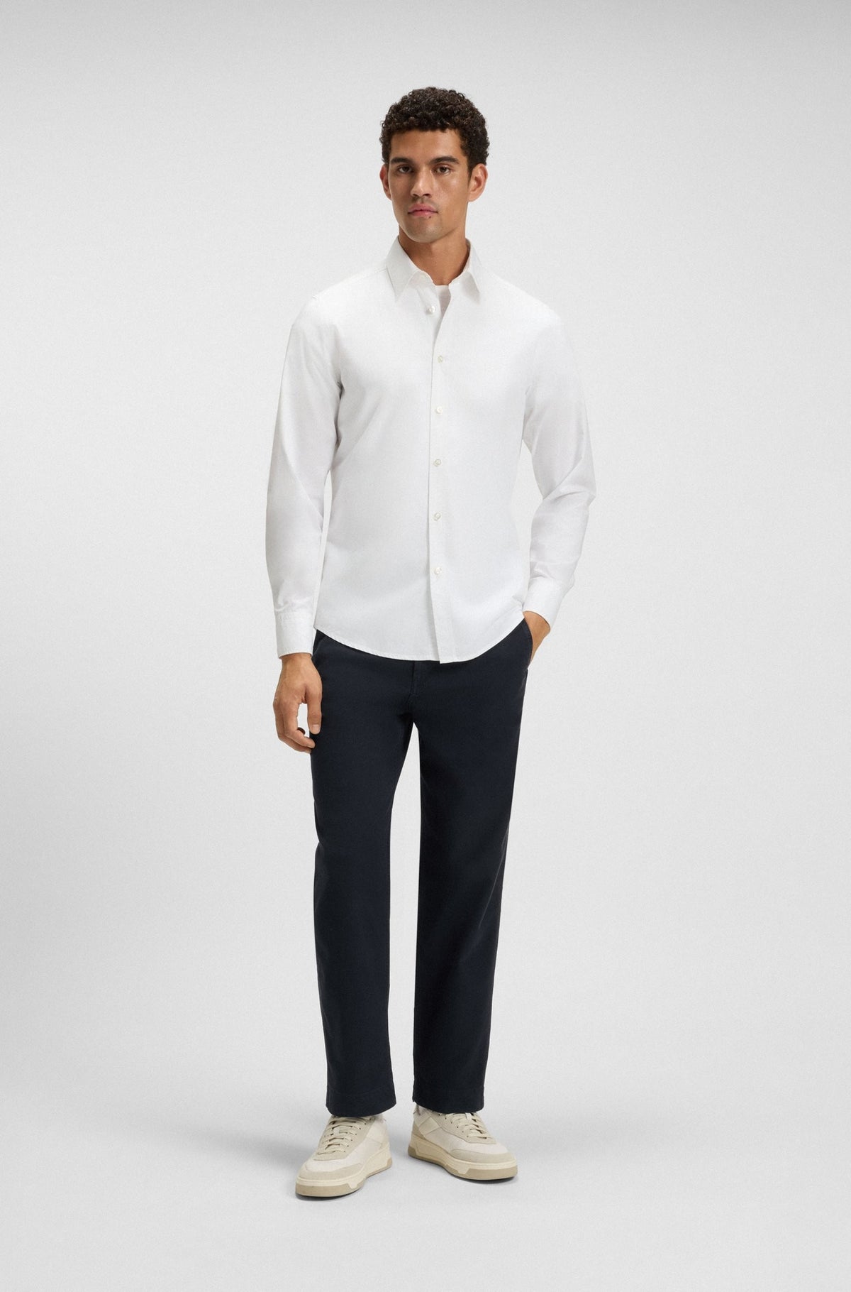 Pantaloni straight fit in twill di cotone elasticizzato 50542911 404 BOSS 