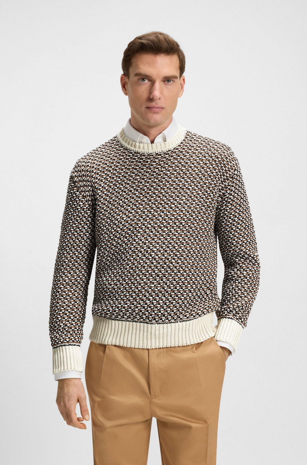 Maglione in cotone con una lavorazione pregiata 50543159 131 BOSS 