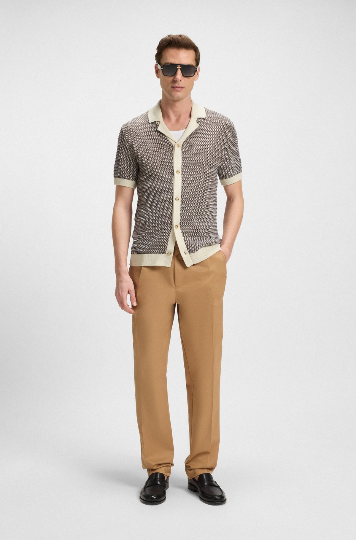 Cardigan in maglia regular fit in cotone 50543163 131 BOSS 