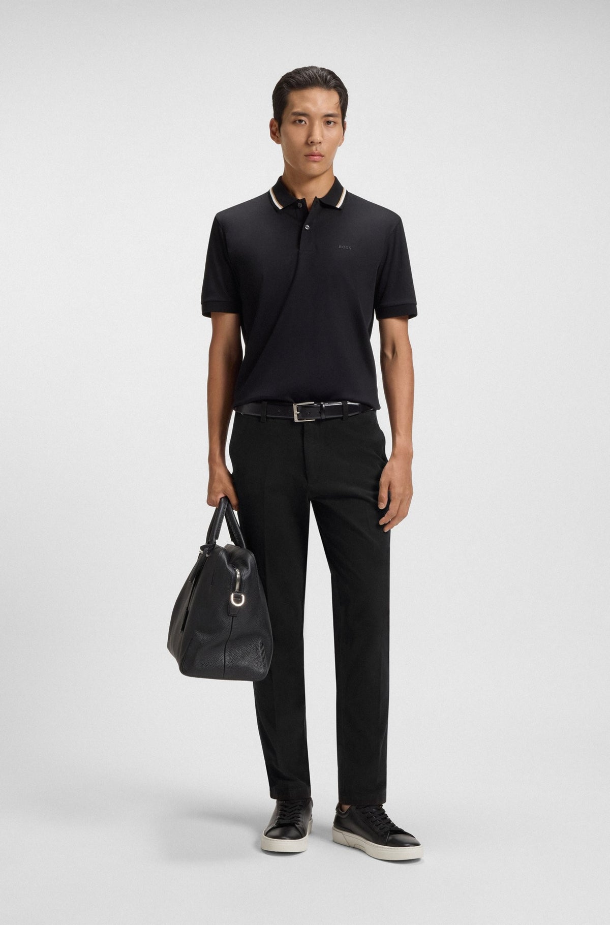 Pantaloni slim fit in gabardine di cotone elasticizzato 50543312 001 BOSS 