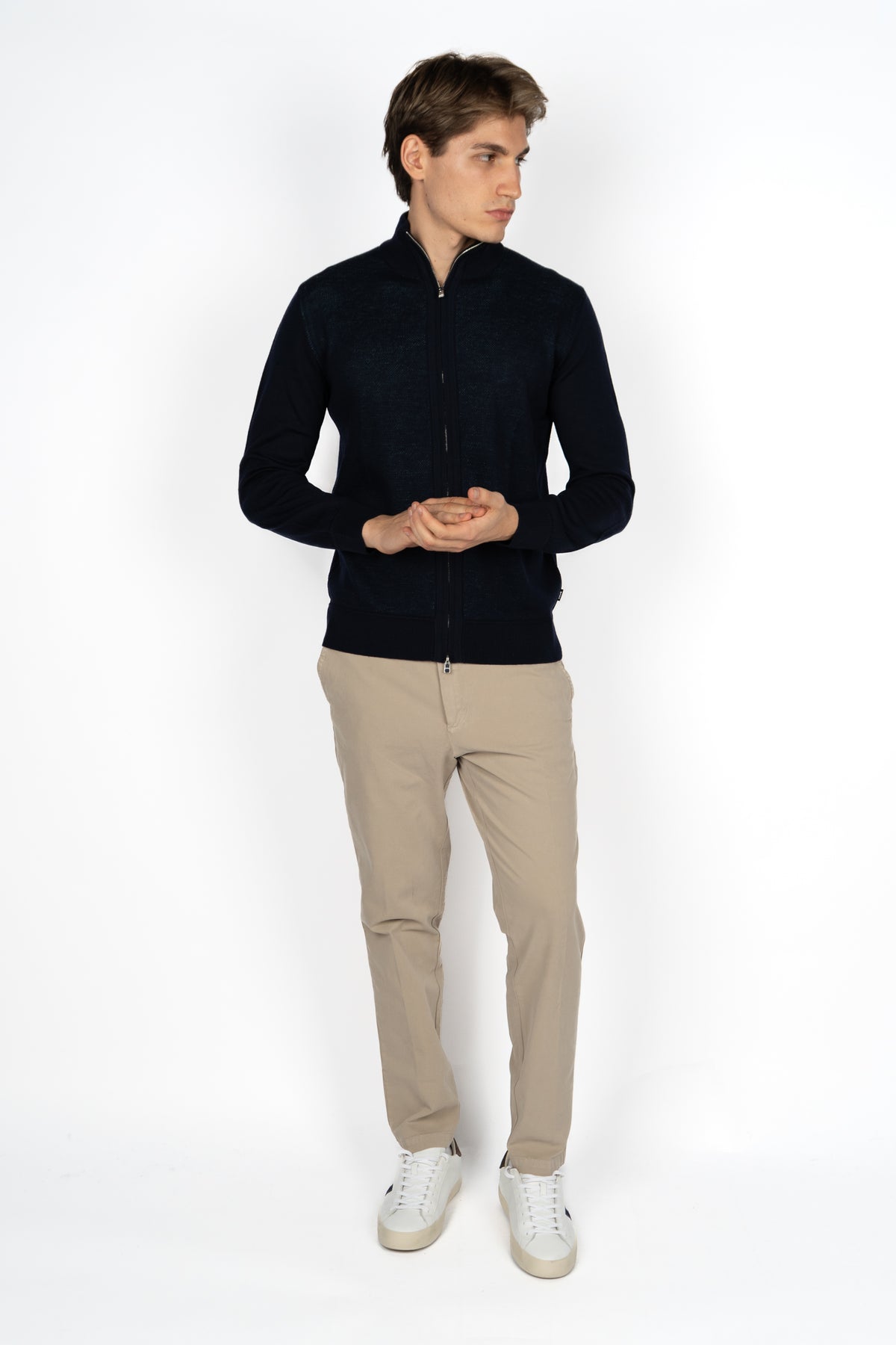 Pantaloni slim fit in gabardine di cotone elasticizzato 50543312 255 BOSS 