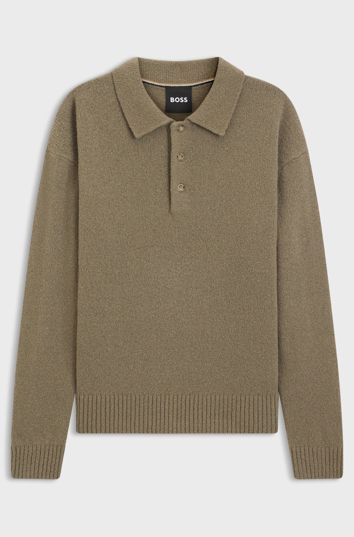 Maglione in lana vergine con colletto polo 50549990 245 BOSS 