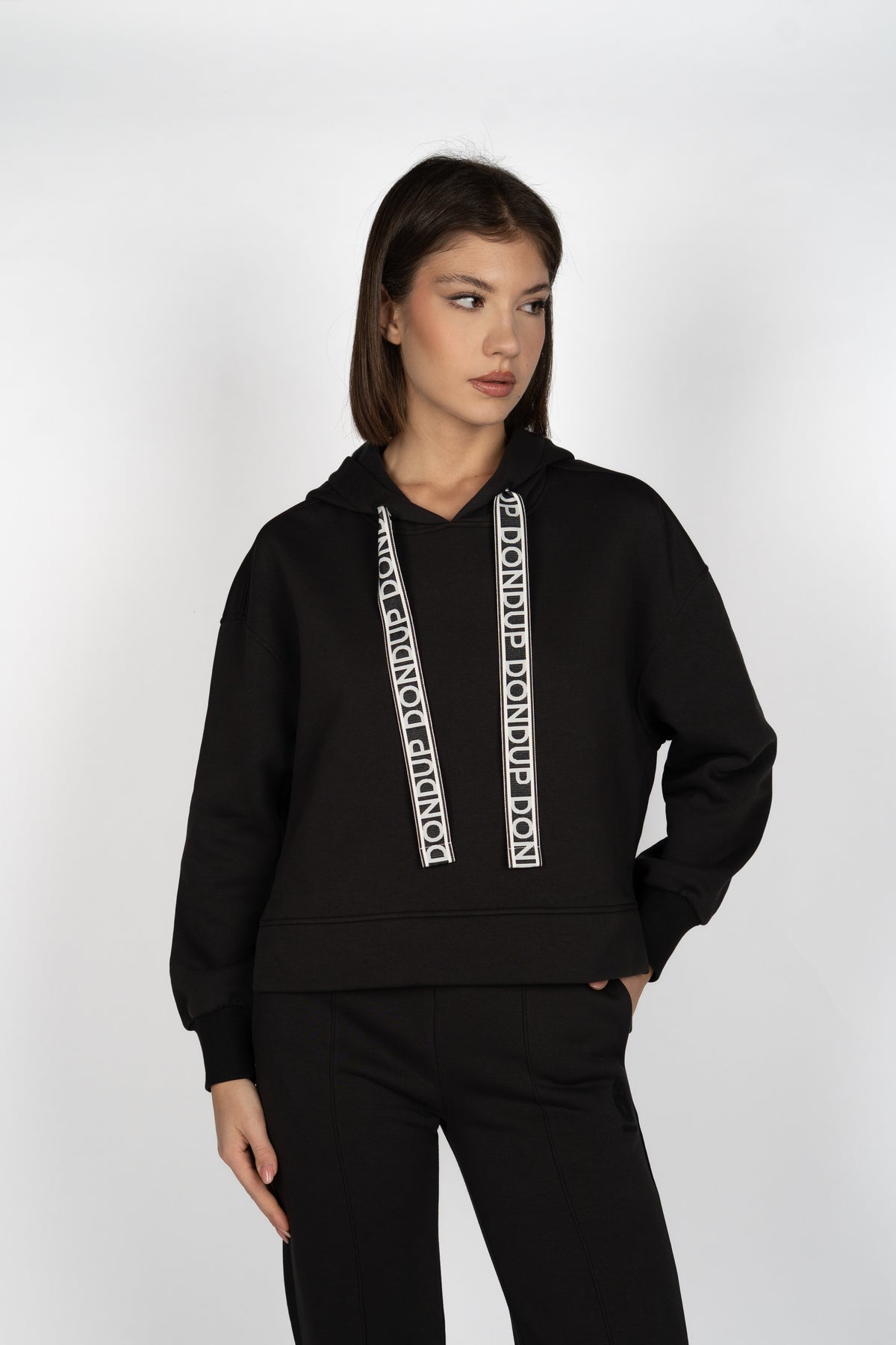Felpa con cappuccio e coulisse F502KF0234XXX 999 DONDUP 