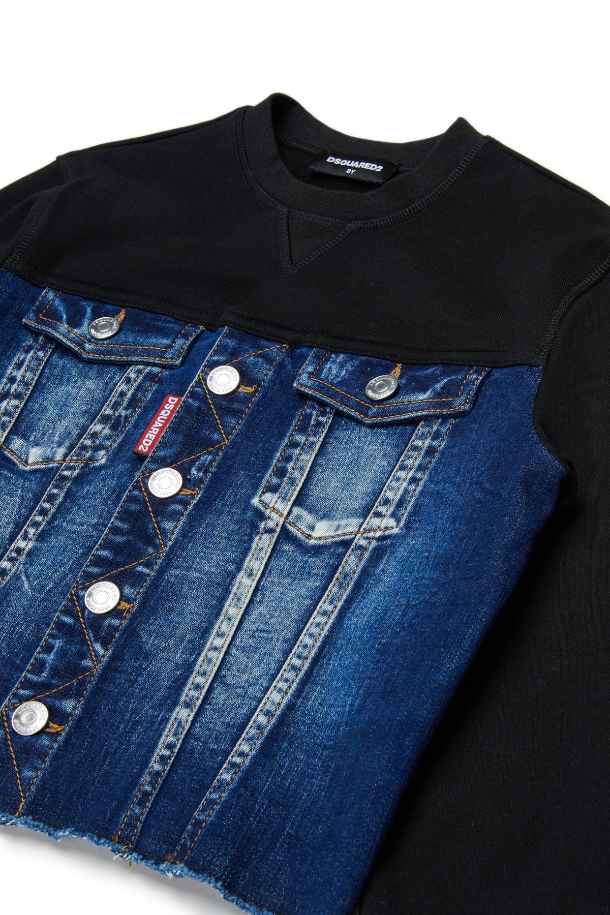 Felpa con busto in denim DQ3007D0AEZ DQ01 DSQUARED2 
