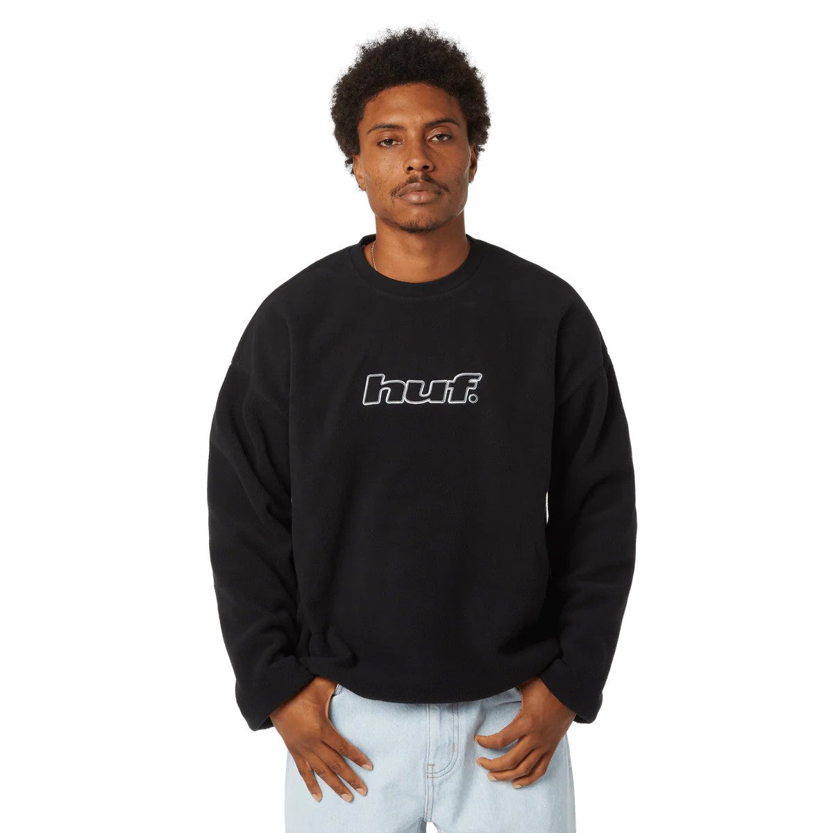 H Dot Polar Fleece Crewneck Sweatshirt FL00247 BLACK HUF 