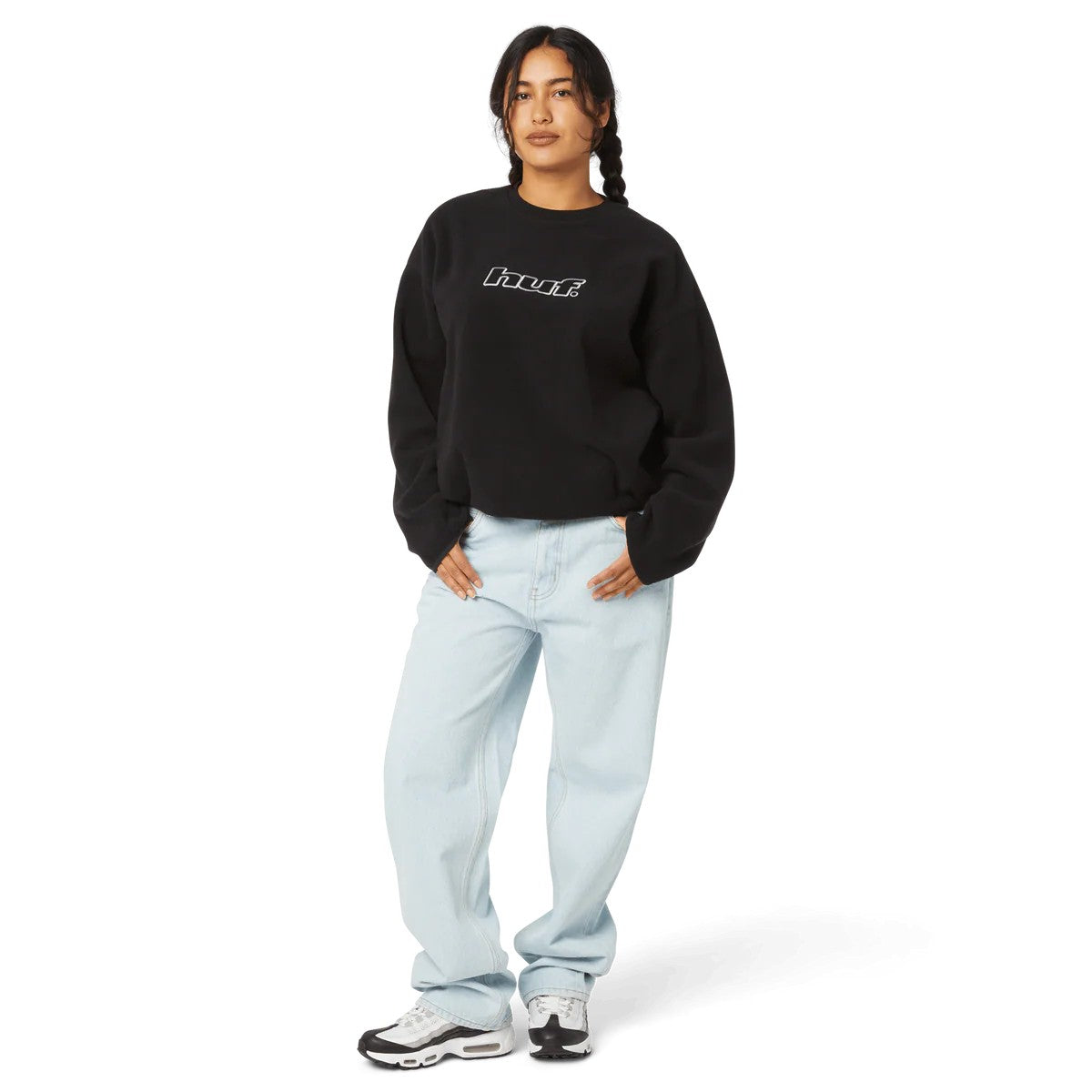 H Dot Polar Fleece Crewneck Sweatshirt FL00247 BLACK HUF 