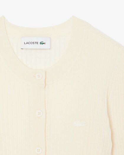 Cardigan in maglia di lana merinos a coste AF4141 70V LACOSTE 