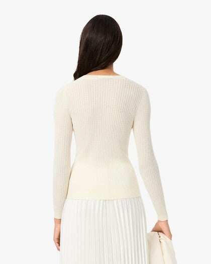 Cardigan in maglia di lana merinos a coste AF4141 70V LACOSTE 