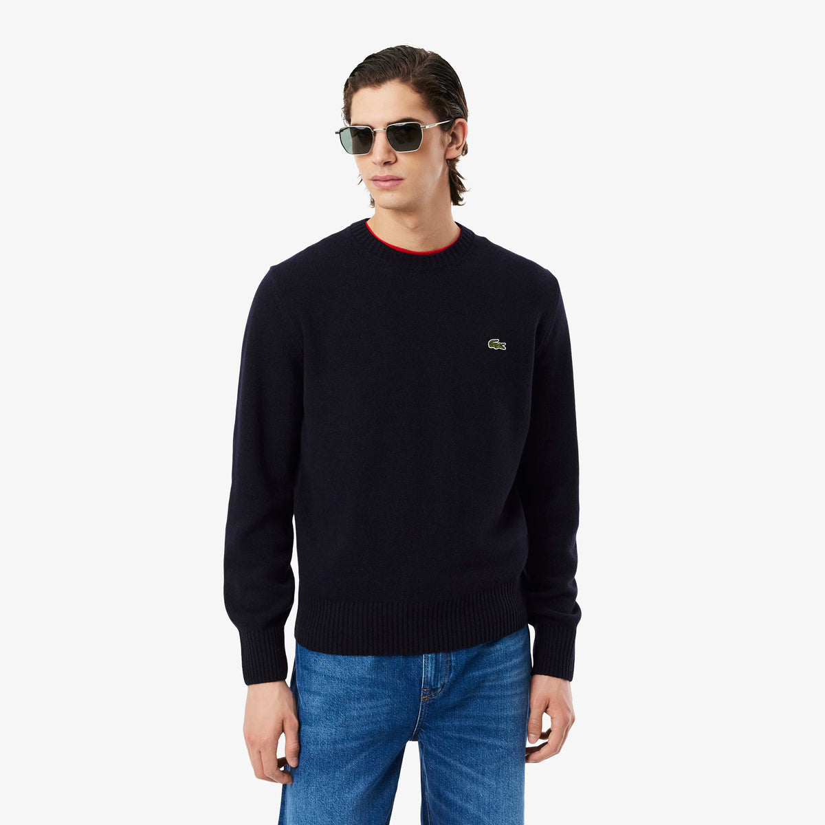 Maglione girocollo in lana cardata AH2916 166 LACOSTE 
