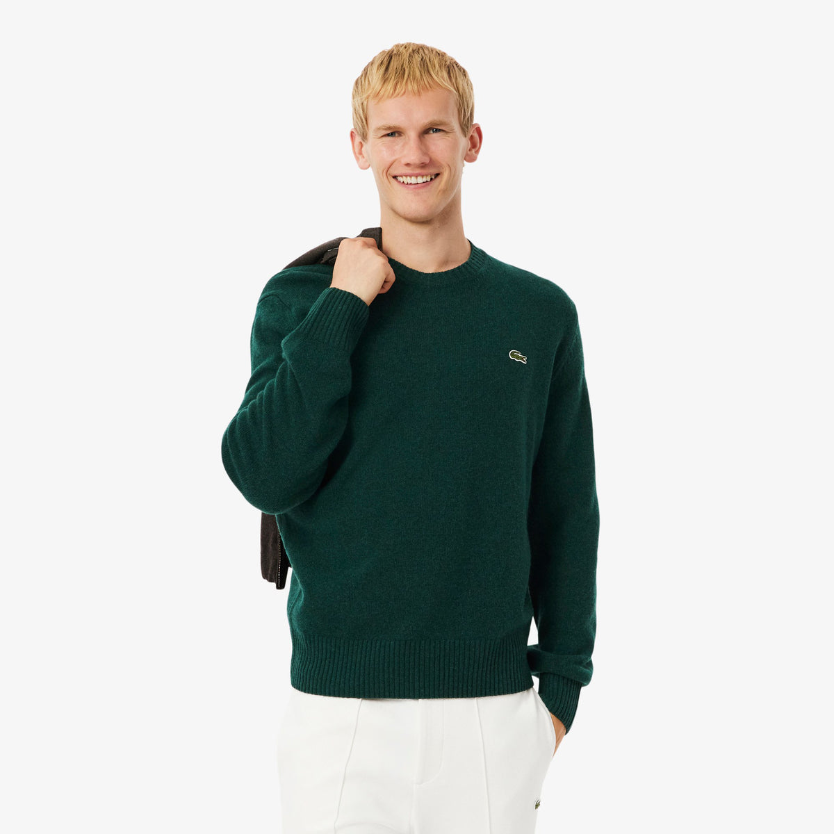 Maglione girocollo in lana cardata AH2916 YZP LACOSTE 