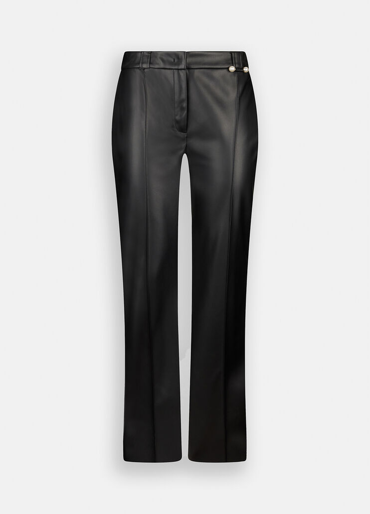 Pantaloni flare in tessuto spalmato CF5016E0624 22222 LIU JO BLACK 