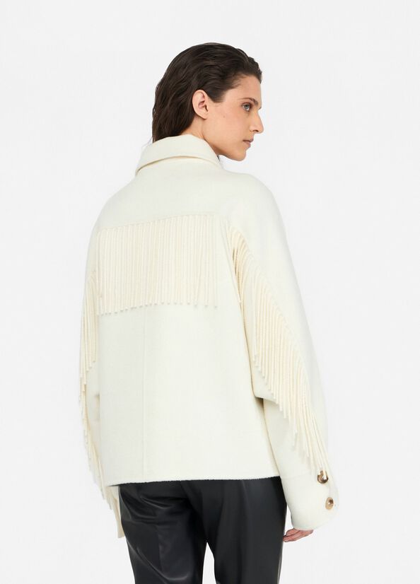 Caban in lana con frange CF5059T4627 10608 LIU JO BLACK 