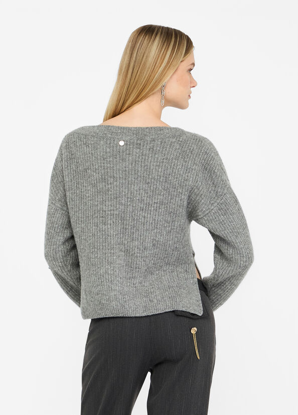 Maglione in lana con strass CF5150MA74Q 02056 LIU JO BLACK 