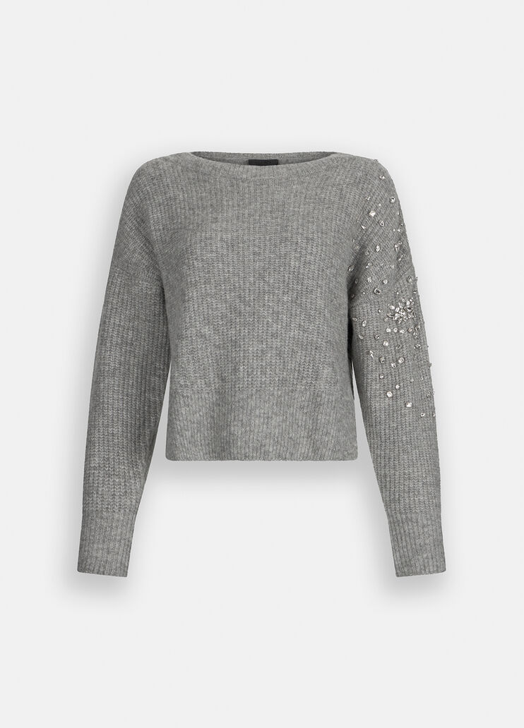 Maglione in lana con strass CF5150MA74Q 02056 LIU JO BLACK 