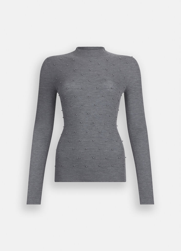 Maglia 100% lana con applicazioni MF5030MA77Q 02050 LIU JO WHITE2 