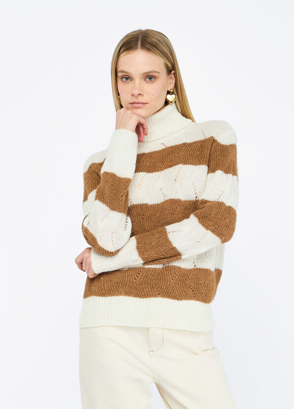 Dolcevita a righe in lana e alpaca MF5419MA58P D3737 LIU JO WHITE2 