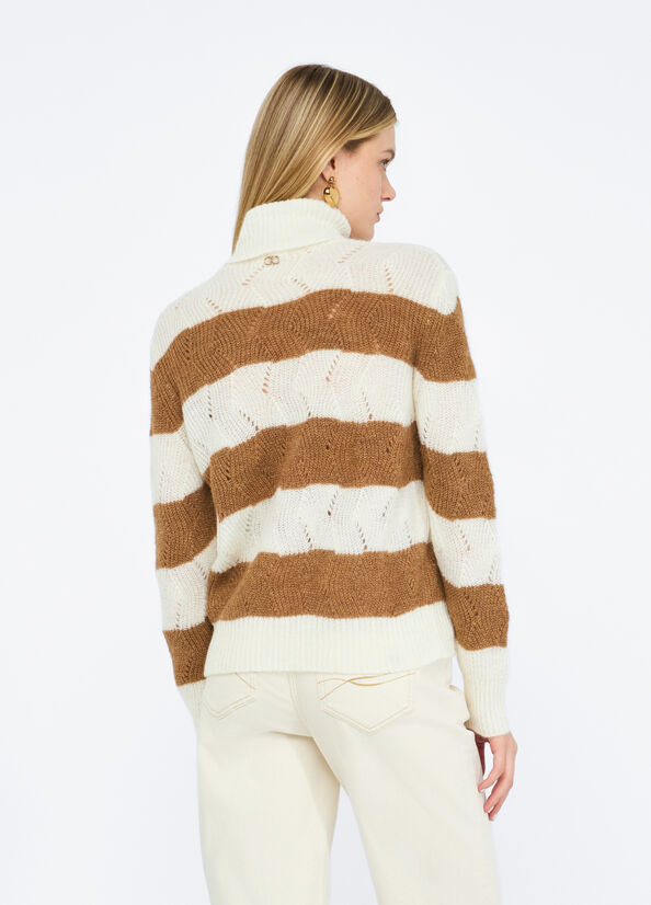 Dolcevita a righe in lana e alpaca MF5419MA58P D3737 LIU JO WHITE2 
