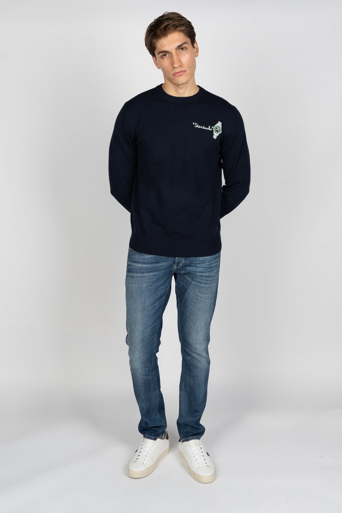 Maglione a girocollo Heron Light con ricamo Sturducks HER0024 03129I MC2 SAINT BARTH 