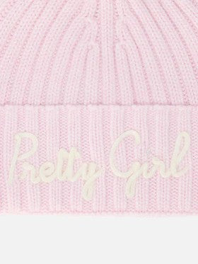 Berretto Wengen Jr F in misto cashmere rosa con ricamo Pretty Girl WENG007 02078I MC2 SAINT BARTH 