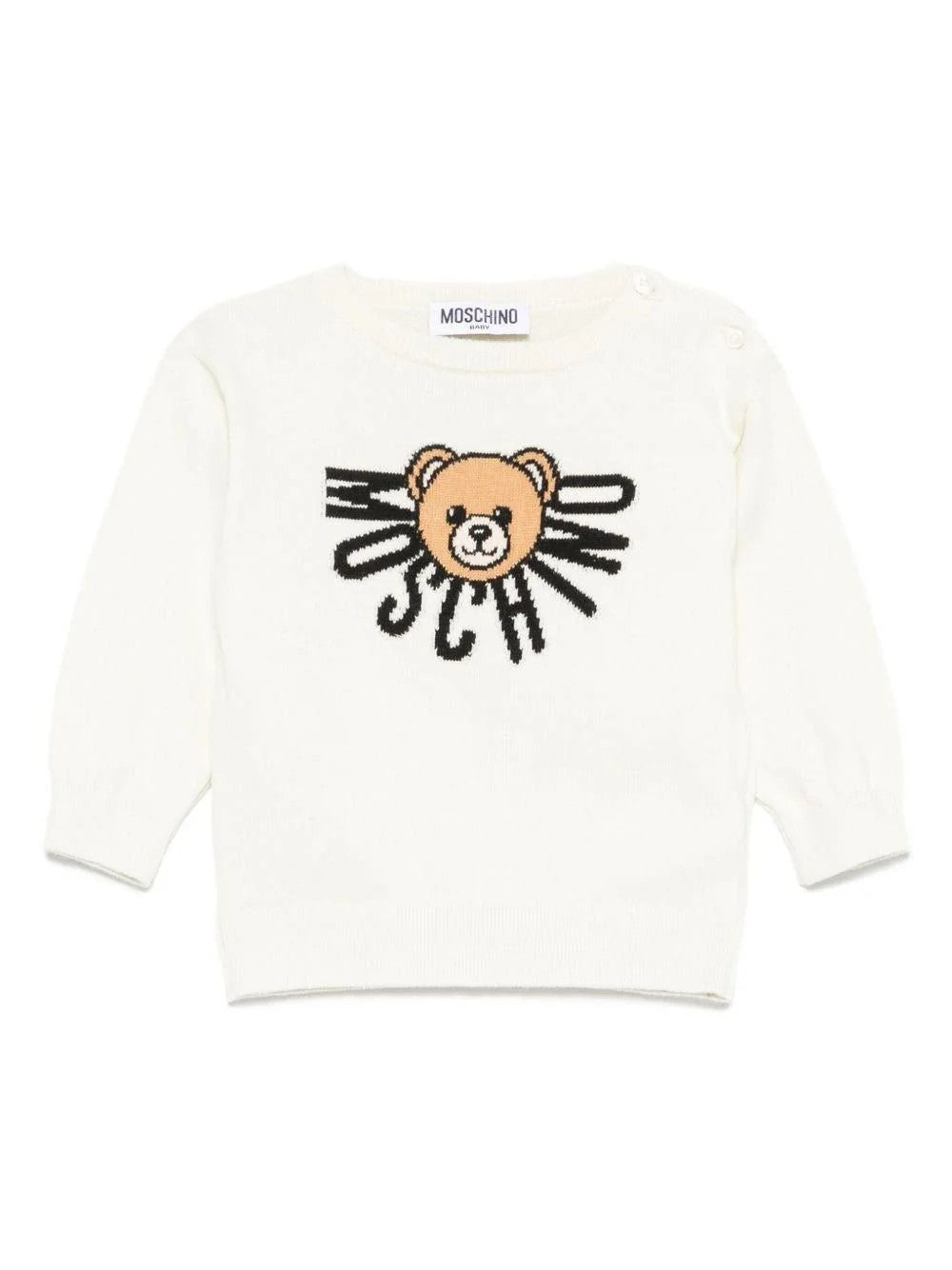 Maglione per neonato con stampa Teddy Bear e logo M7W00JLHE43 10063 MOSCHINO BABY 